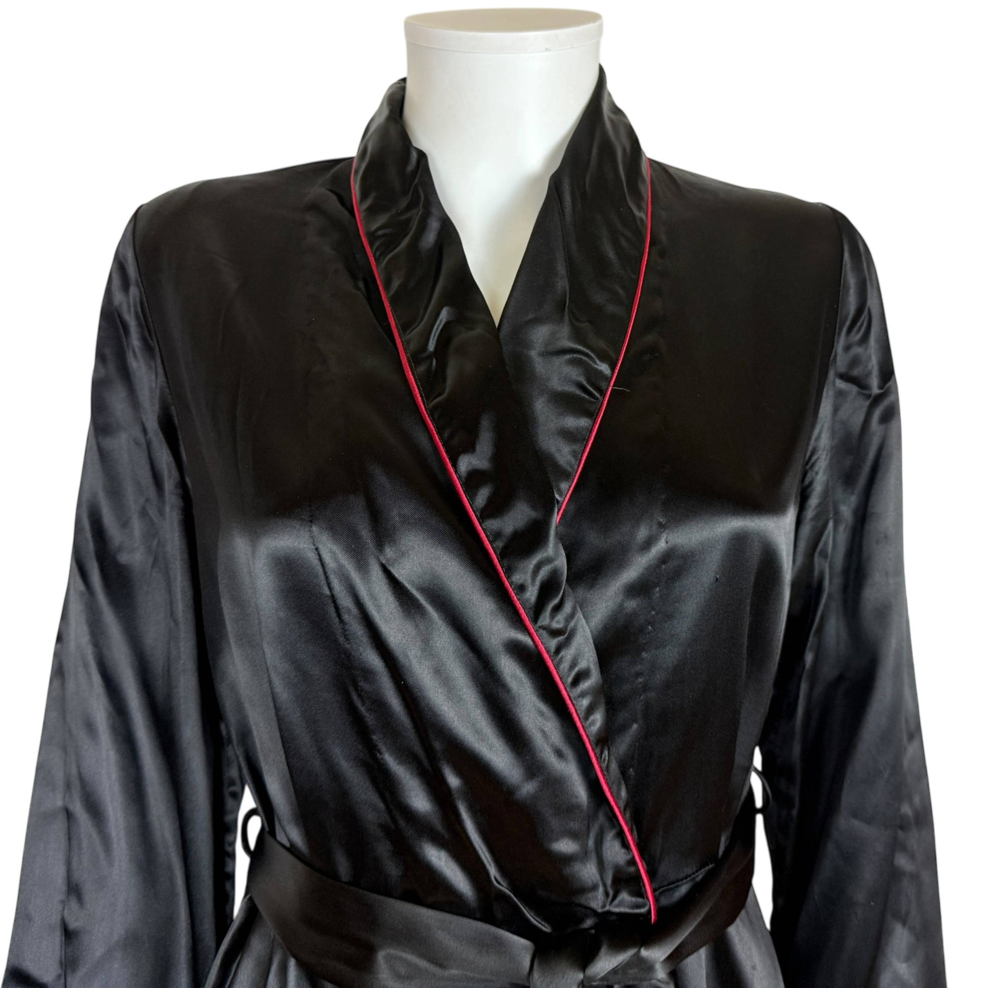 Vintage 1940s Black Satin Robe Southern California Fashions