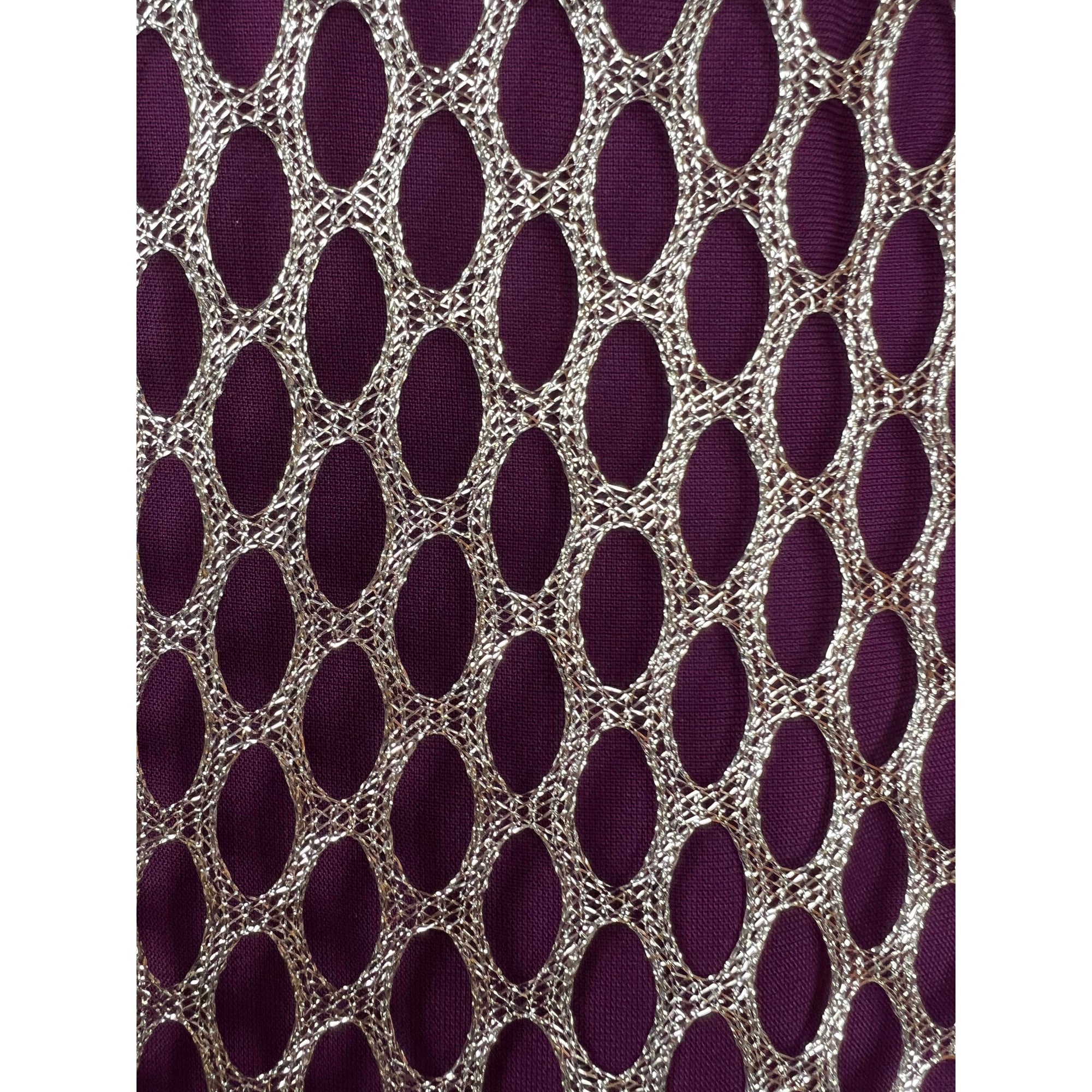 Vintage 1960s Futuristic Dress Silver Lace Over Purple Sz M