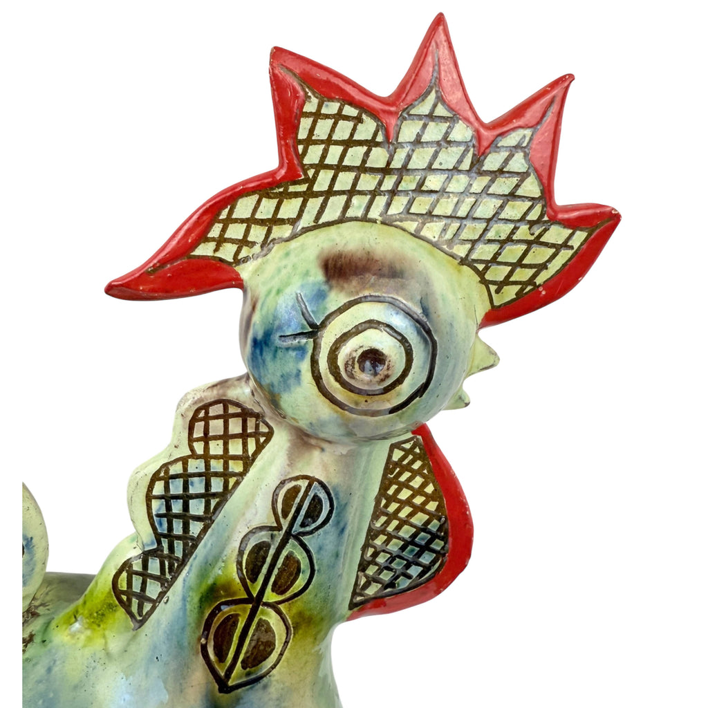 Vintage Spanish Rooster Pitcher Hand Painted Figural Jug 13"