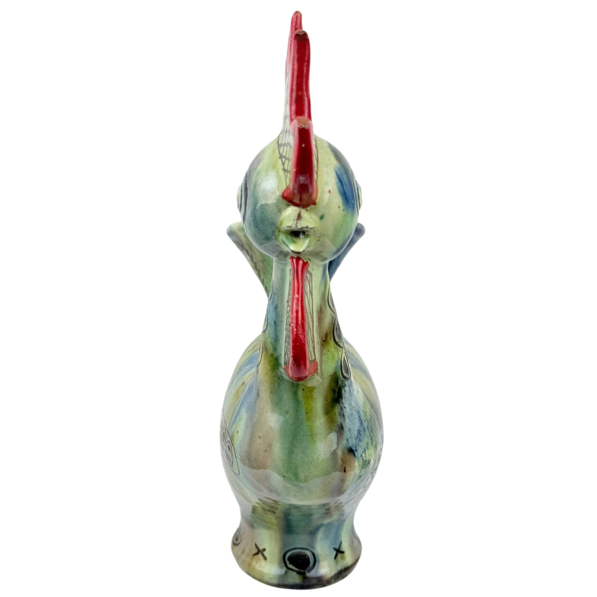 Vintage Spanish Rooster Pitcher Hand Painted Figural Jug 13"