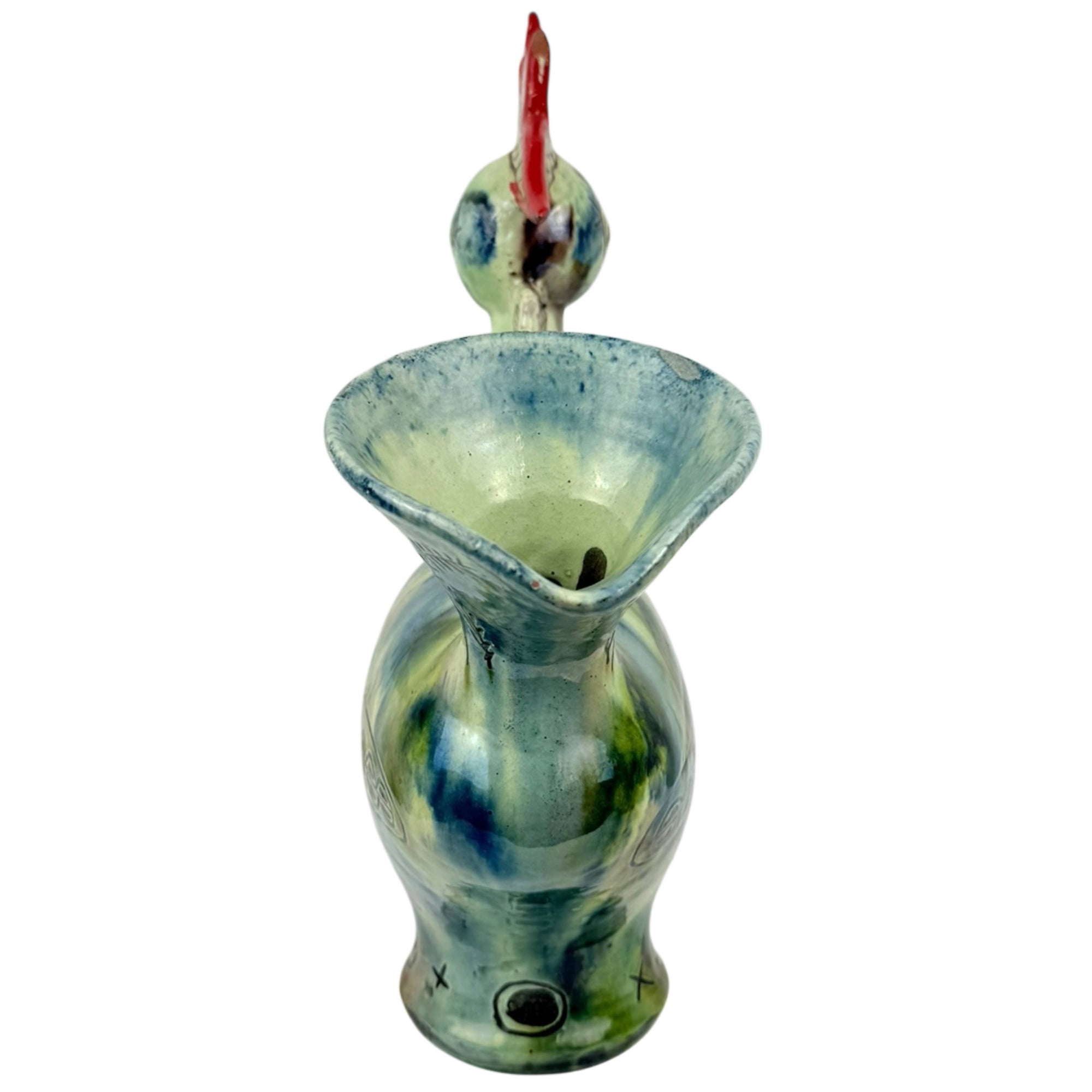 Vintage Spanish Rooster Pitcher Hand Painted Figural Jug 13"