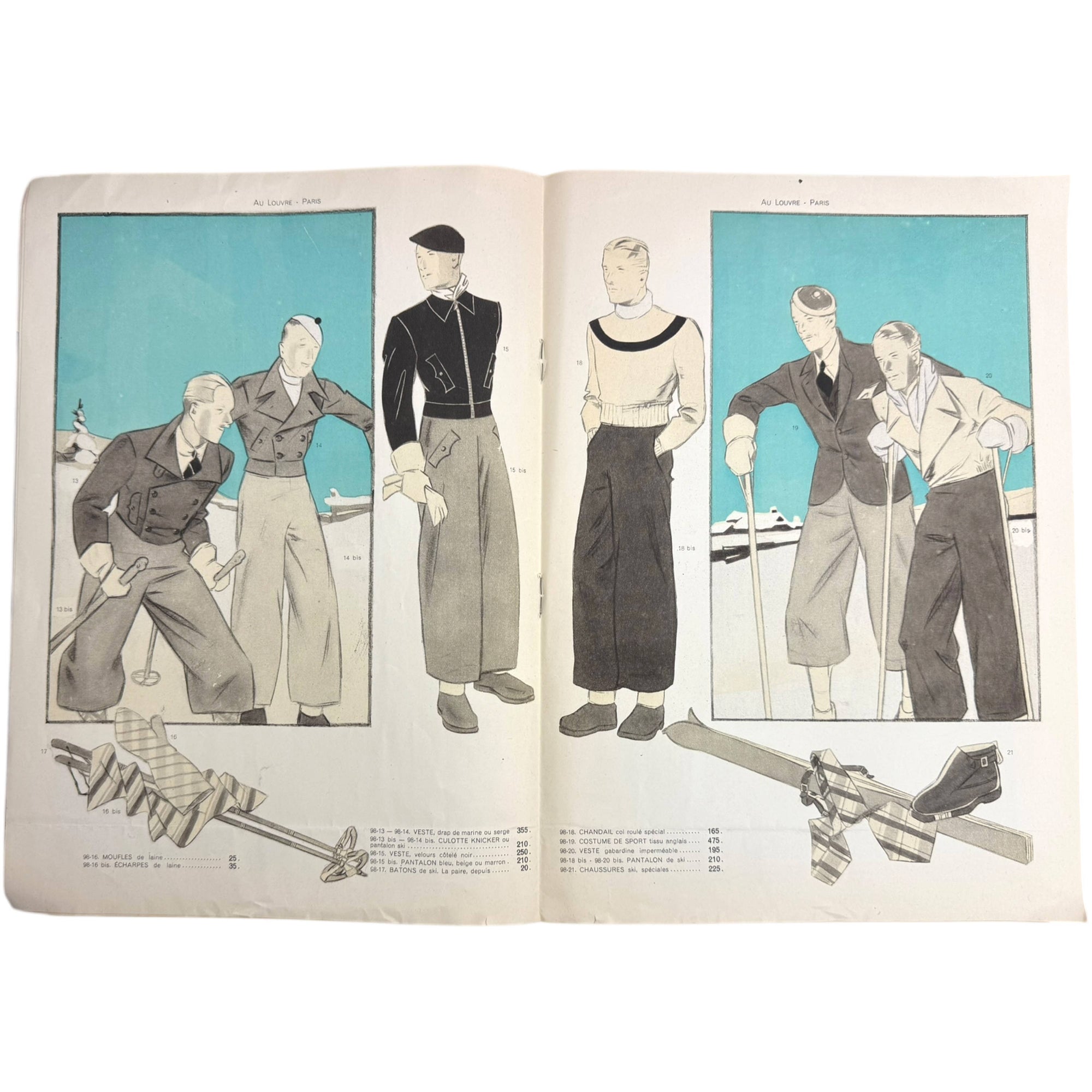 Vintage 1930 Skiers Illustrated Catalogue Les Grands Magasins Louvre Paris Winter Sports