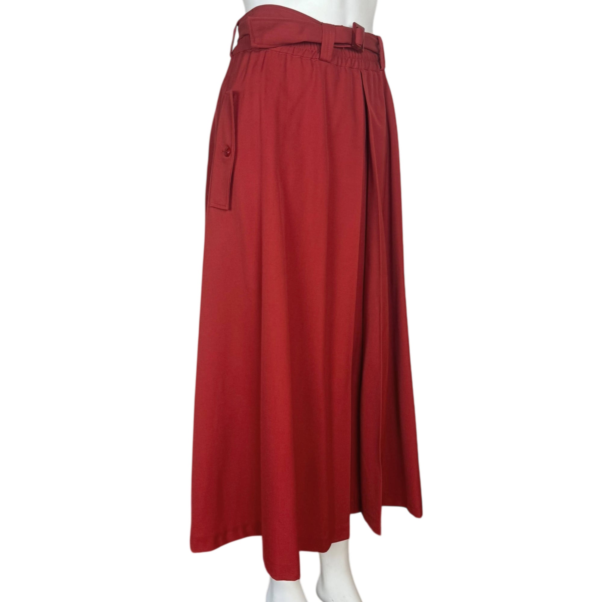 Vintage Saint Clair Paris Skirt Red Wool Midi Sz L