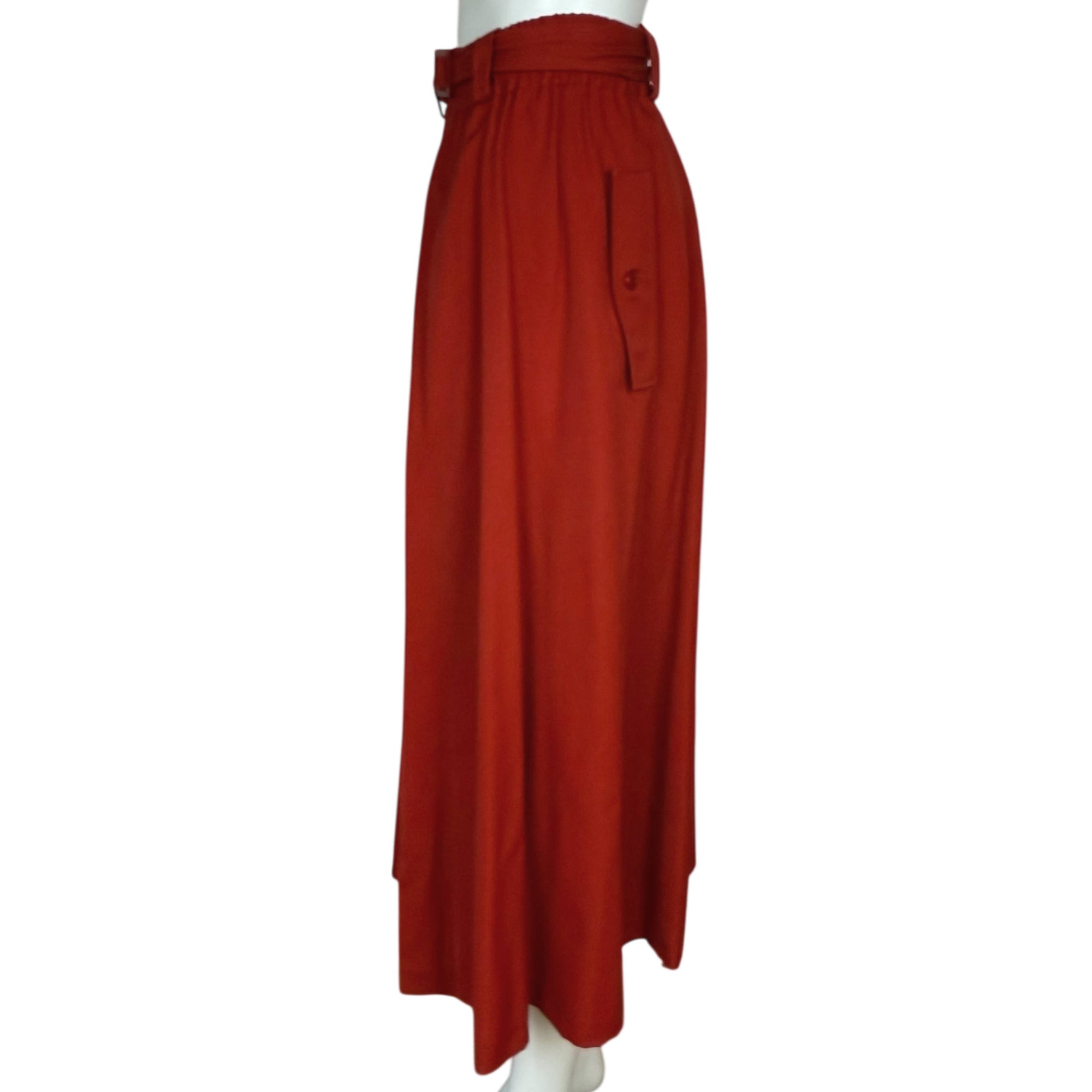 Vintage Saint Clair Paris Skirt Red Wool Midi Sz L