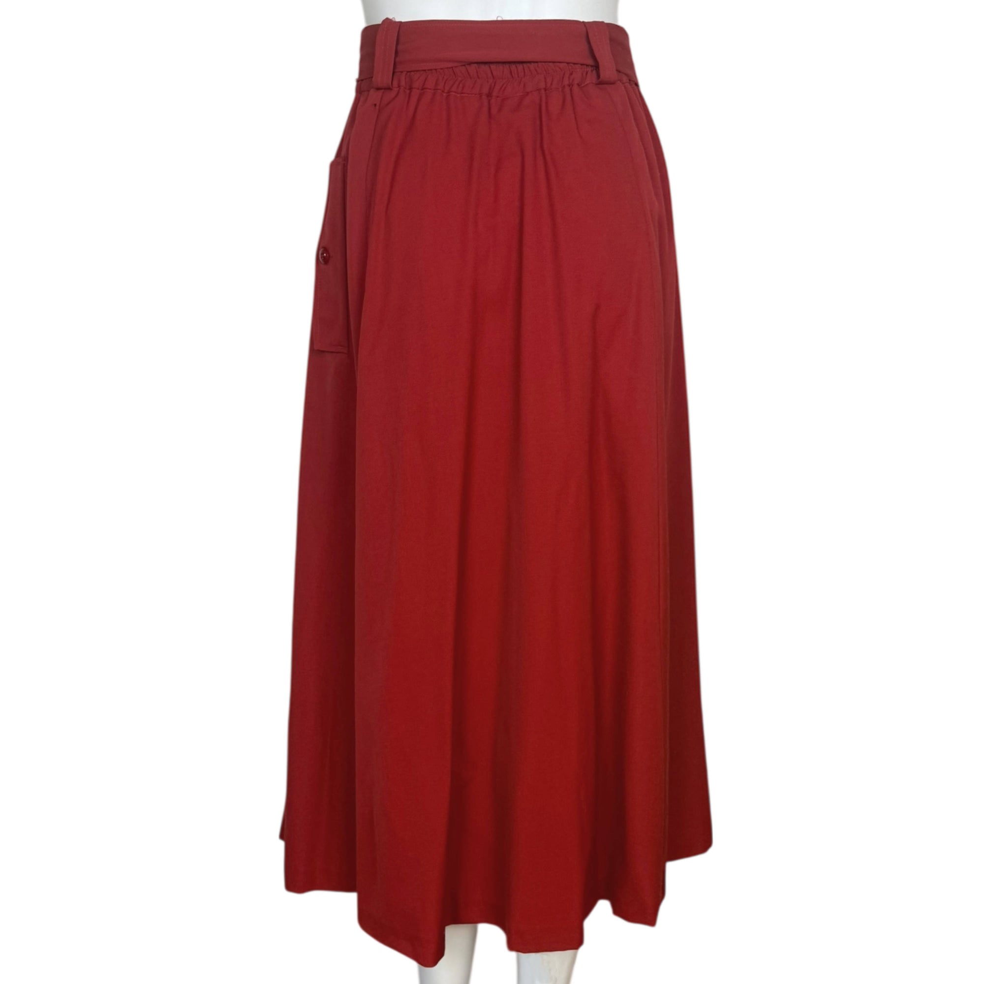 Vintage Saint Clair Paris Skirt Red Wool Midi Sz L