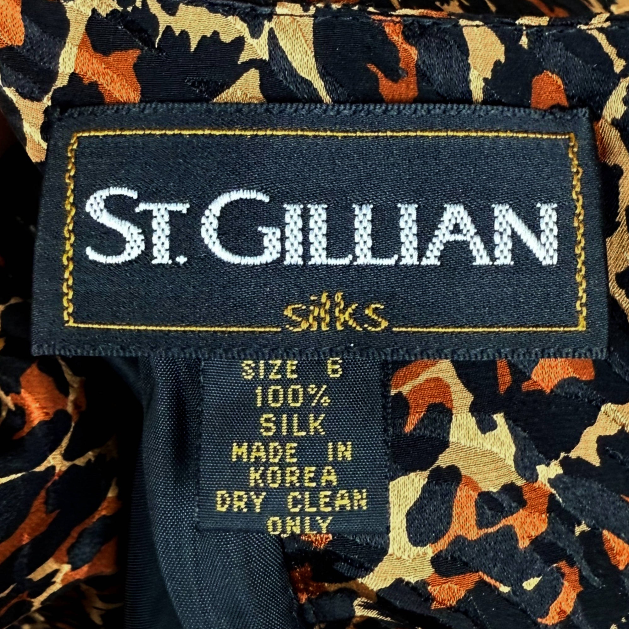 Vintage 1980s Dress Leopard Print Silk by St. Gillian – Size 6 Oversized Style