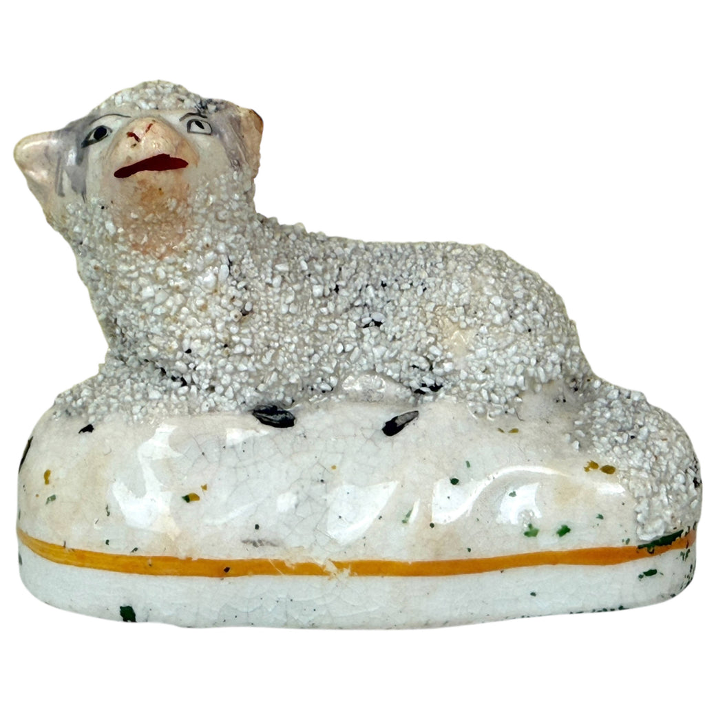 Antique Staffordshire Pottery Lamb Figurine Sheep circa 1840 