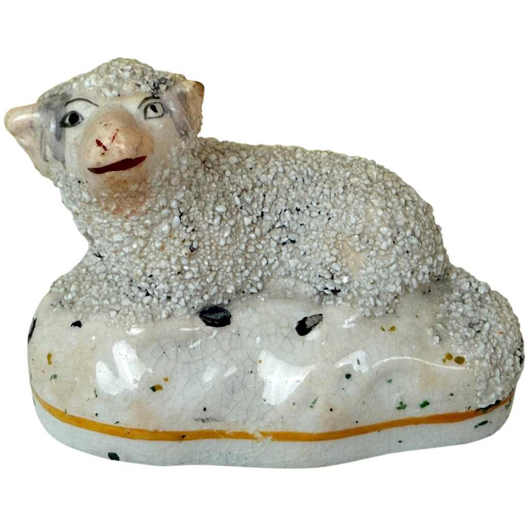 Antique Staffordshire Pottery Lamb Figurine Sheep circa 1840 
