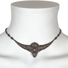 Art Deco Sterling Silver Marcasite Choker Necklace Germany