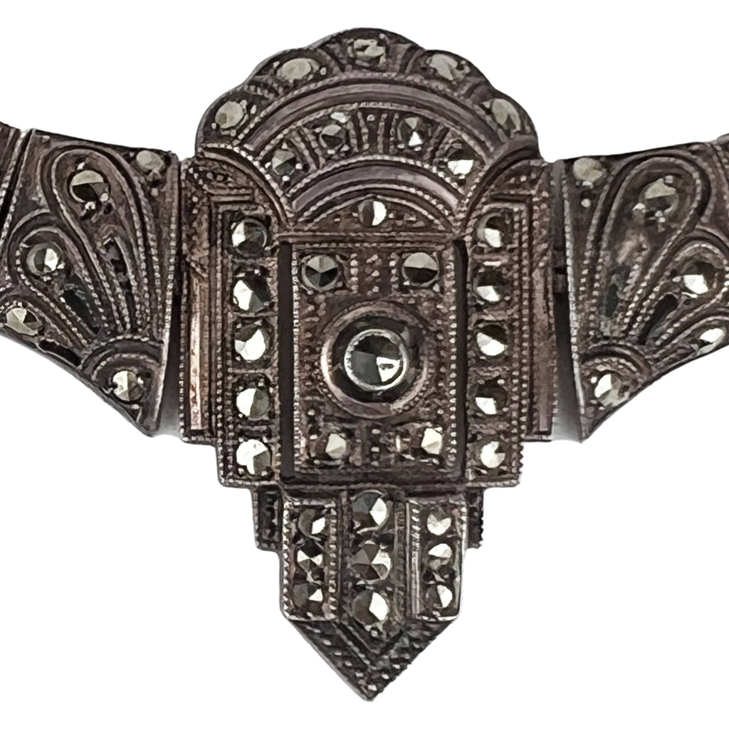 Art Deco Sterling Silver Marcasite Choker Necklace Germany