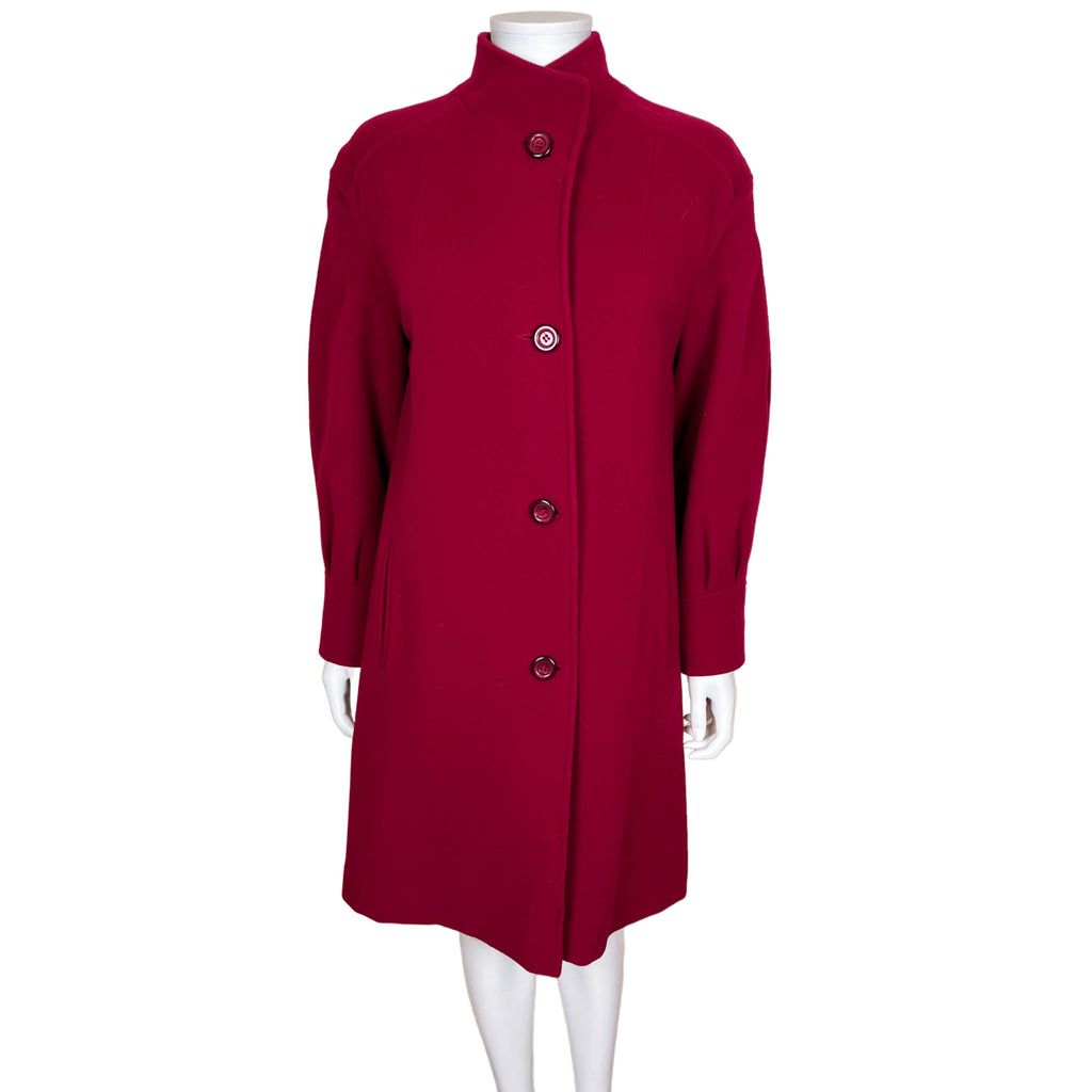Vintage 1970s Ladies Coat Red Wool Blend Sterling Stall Sz M