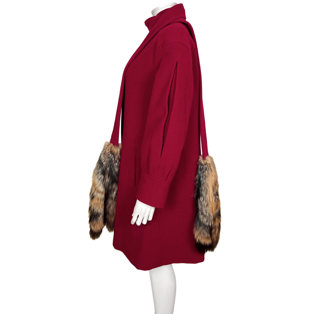 Vintage 1970s Ladies Coat Red Wool Blend Sterling Stall Sz M