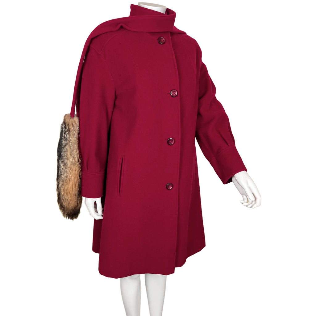 Vintage 1970s Ladies Coat Red Wool Blend Sterling Stall Sz M