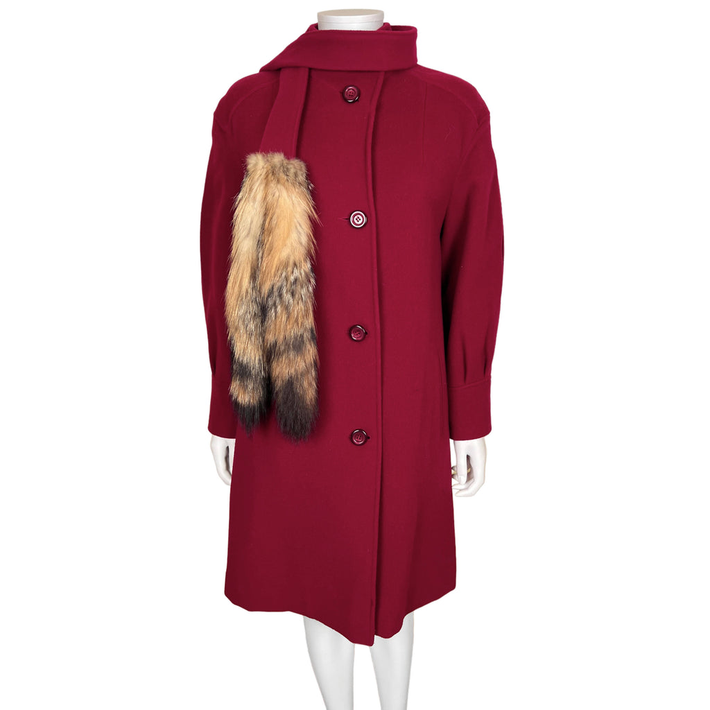 Vintage 1970s Ladies Coat Red Wool Blend Sterling Stall Sz M
