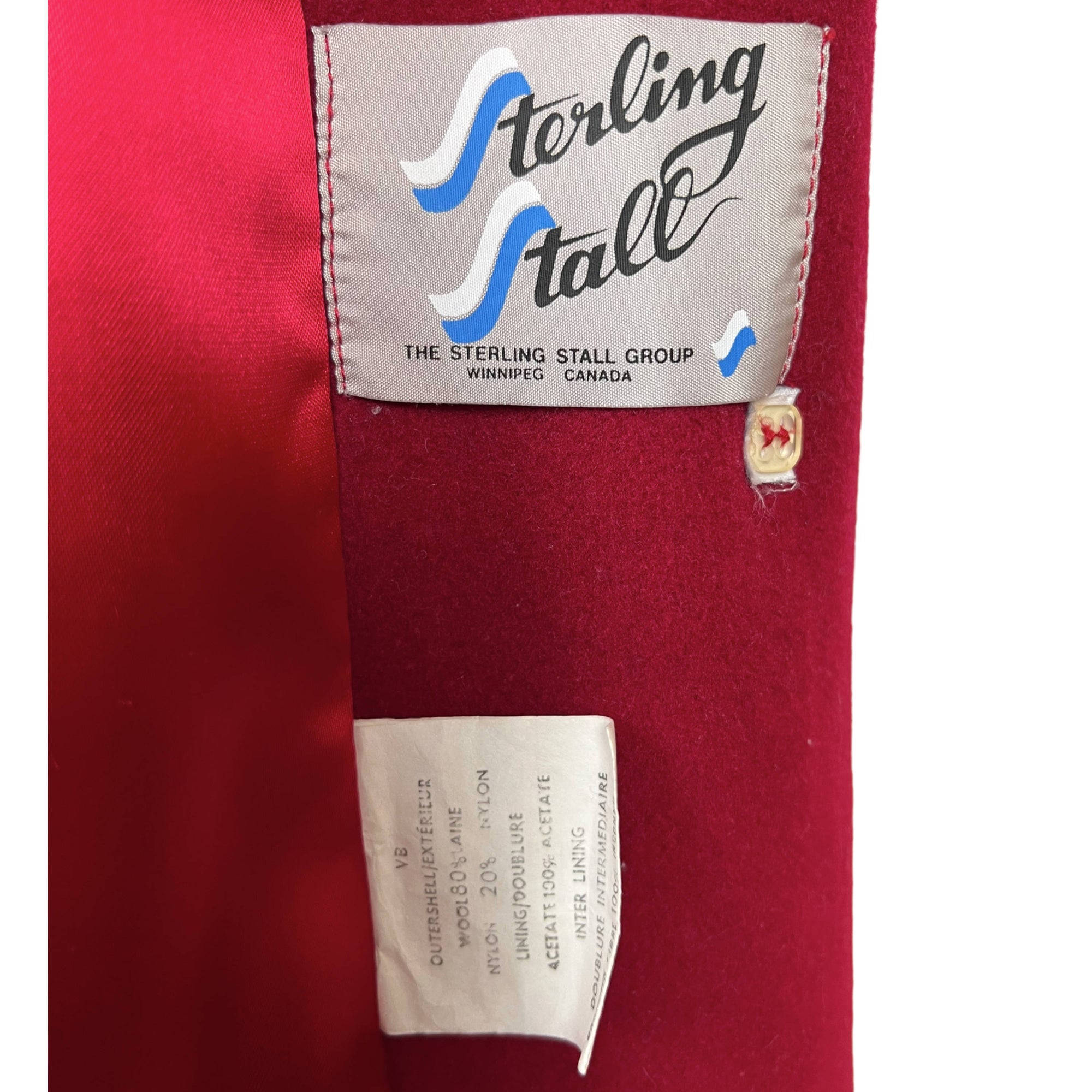 Vintage 1970s Ladies Coat Red Wool Blend Sterling Stall Sz M