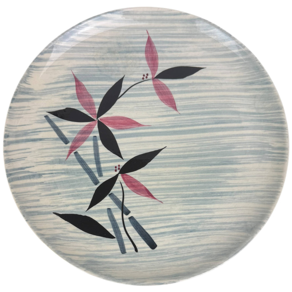 Vintage 1950s Stetson China Dinner Plates Tahiti Pattern Pink Leaves 10 1/2”