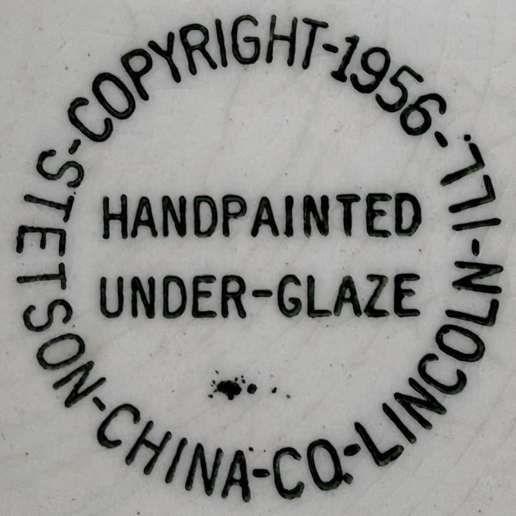 Vintage 1950s Stetson China Dinner Plates Tahiti Pattern Pink Leaves 10 1/2”