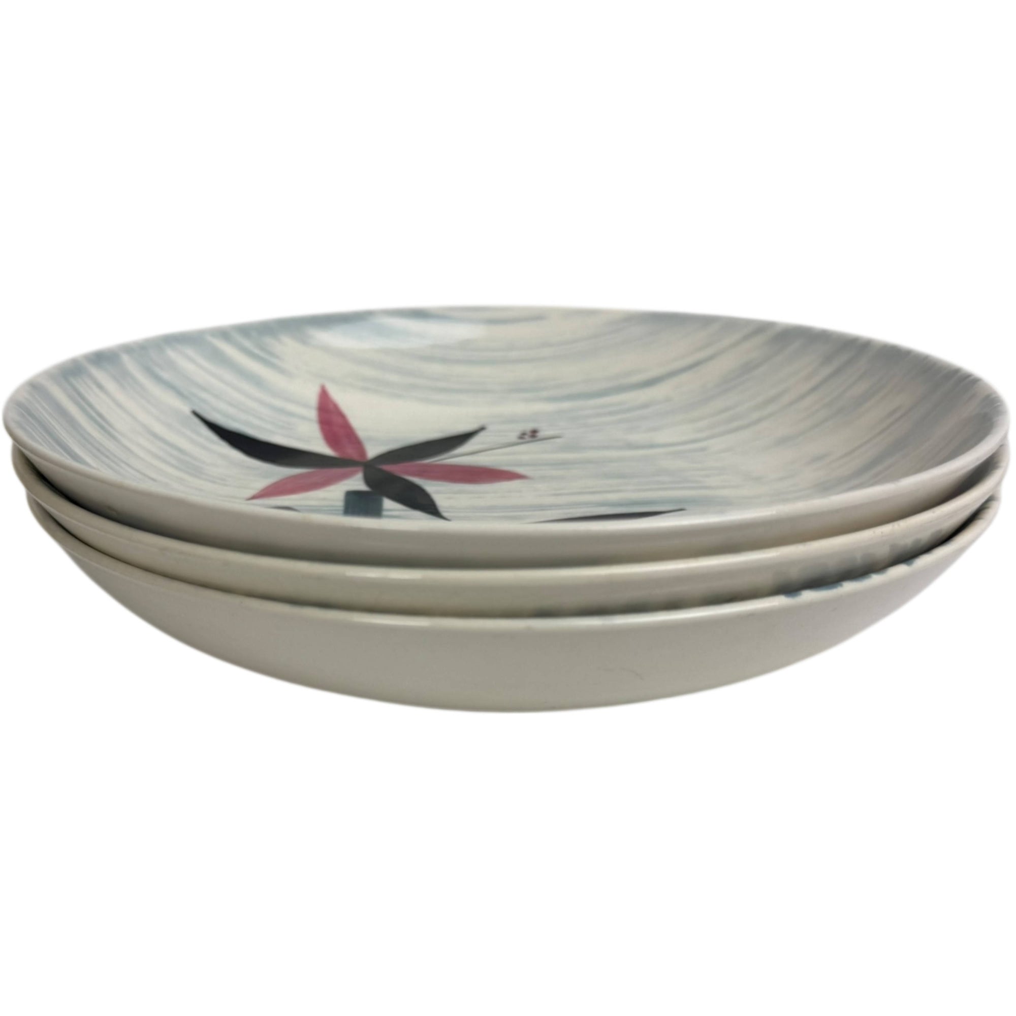 Vintage 1950s Stetson China Bowls Tahiti Pattern Pink Leaves