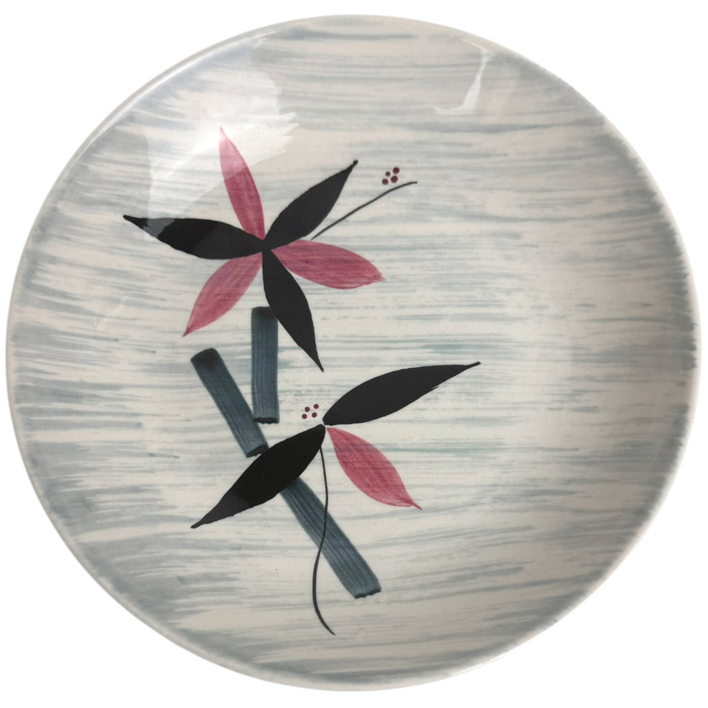 Vintage 1950s Stetson China Bowls Tahiti Pattern Pink Leaves