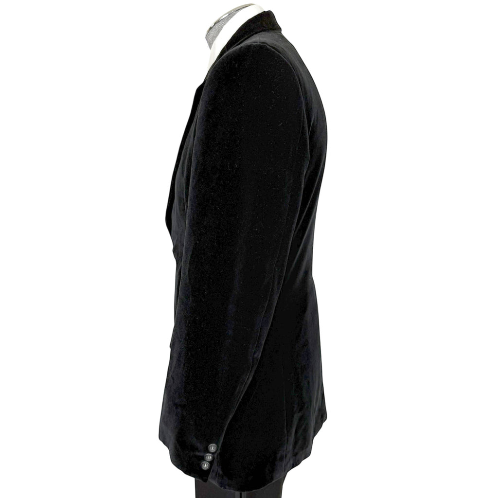 Vintage 1970s Black Velvet Jacket Custom Tailored Size S M