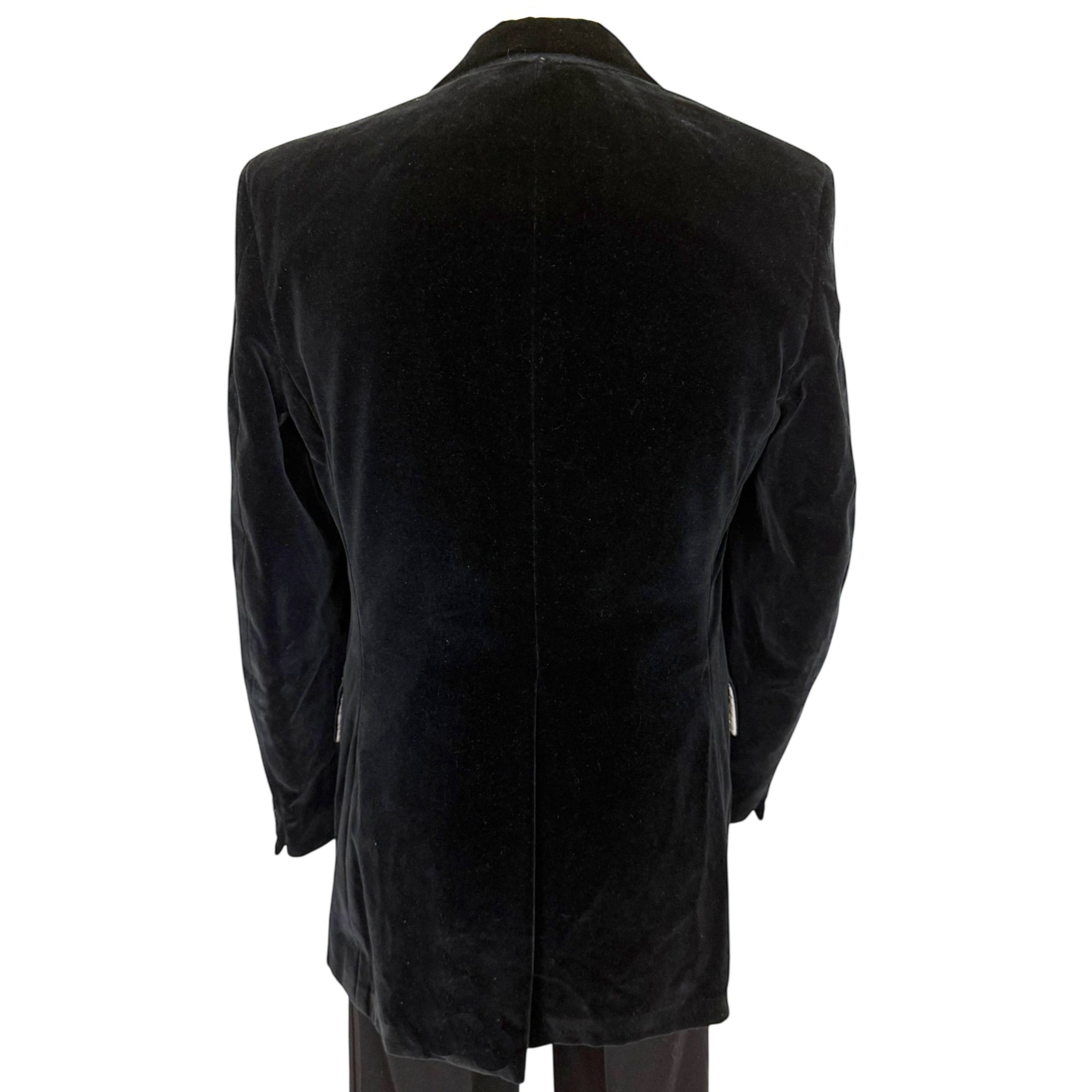 Vintage 1970s Black Velvet Jacket Custom Tailored Size S M