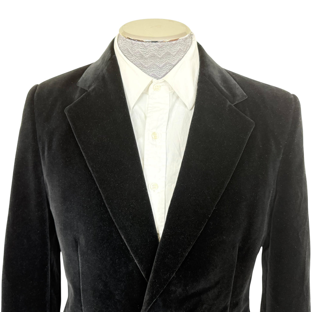 Vintage 1970s Black Velvet Jacket Custom Tailored Size S M