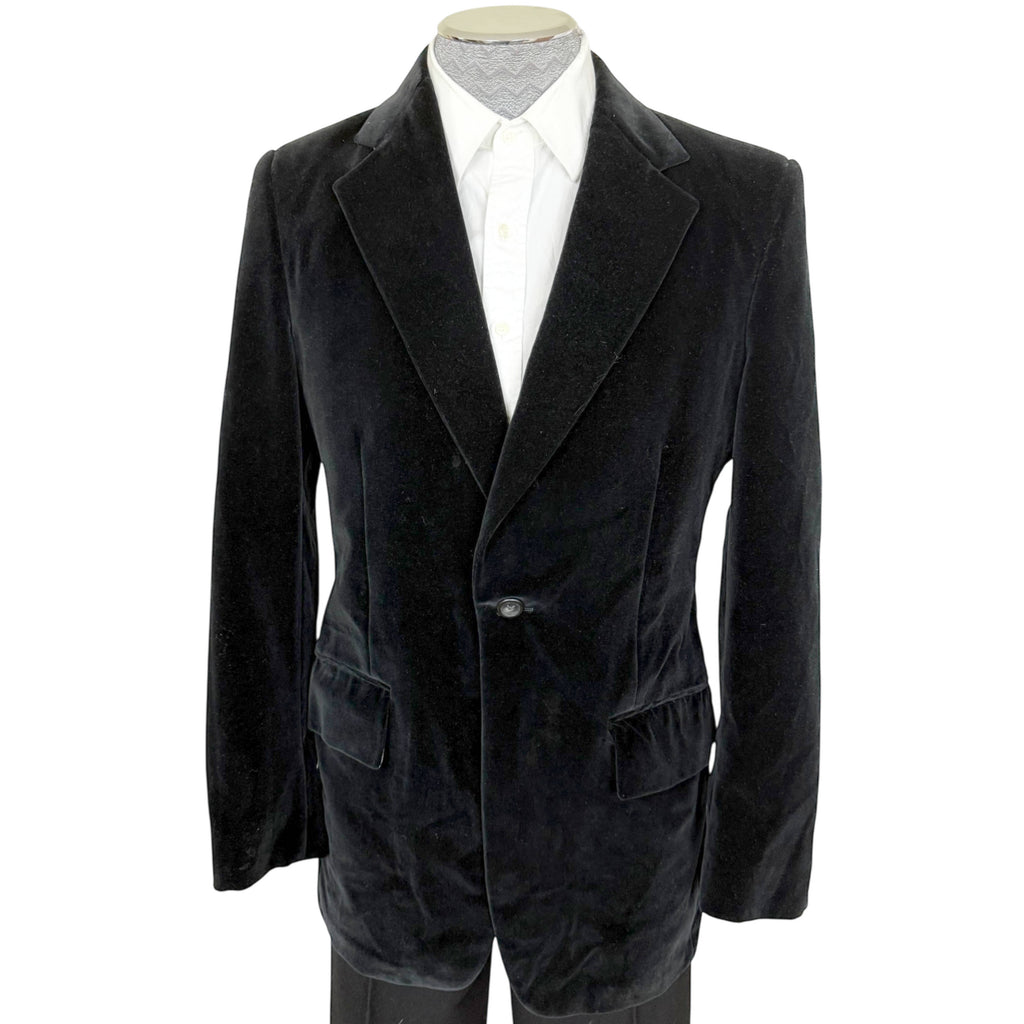 Vintage 1970s Black Velvet Jacket Custom Tailored Size S M