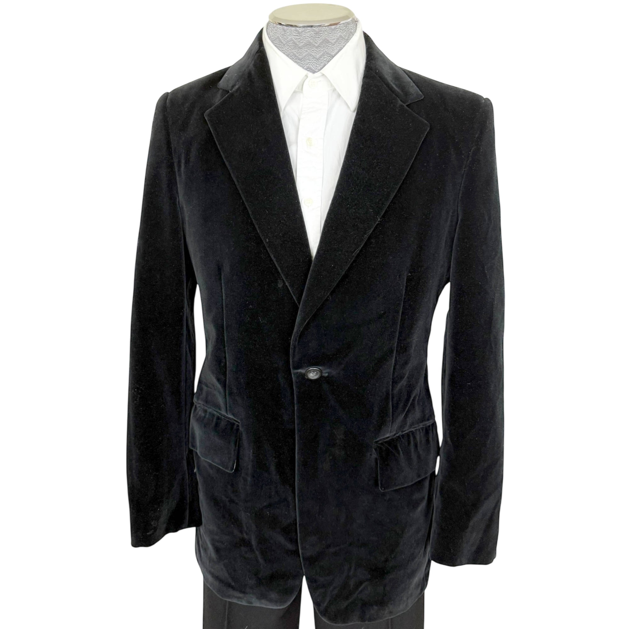 Vintage 1970s Black Velvet Jacket Custom Tailored Size S M