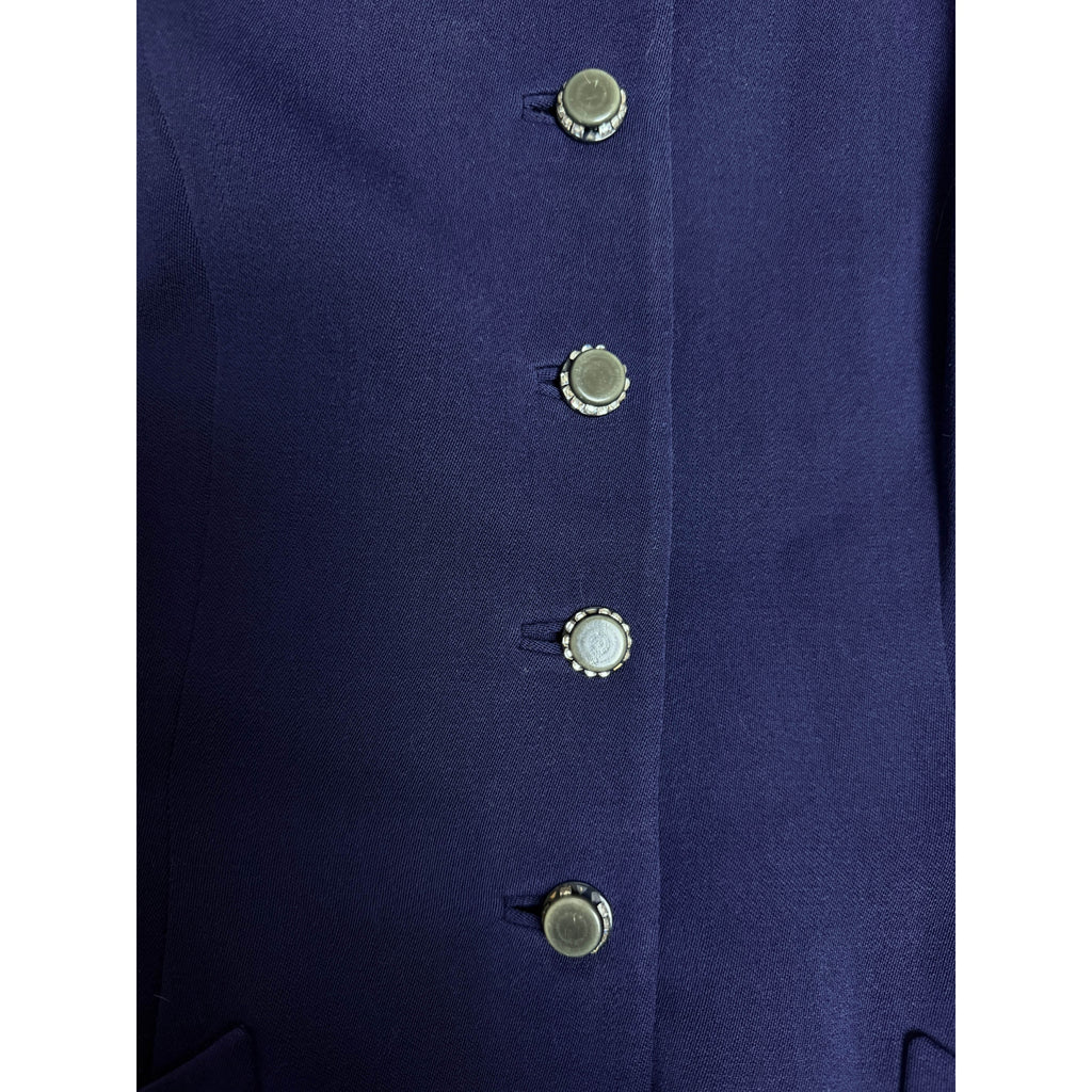 Vintage 1940s Skirt Suit Blue Wool Gabardine Size Medium 28” as is - Poppy's Vintage Clothing