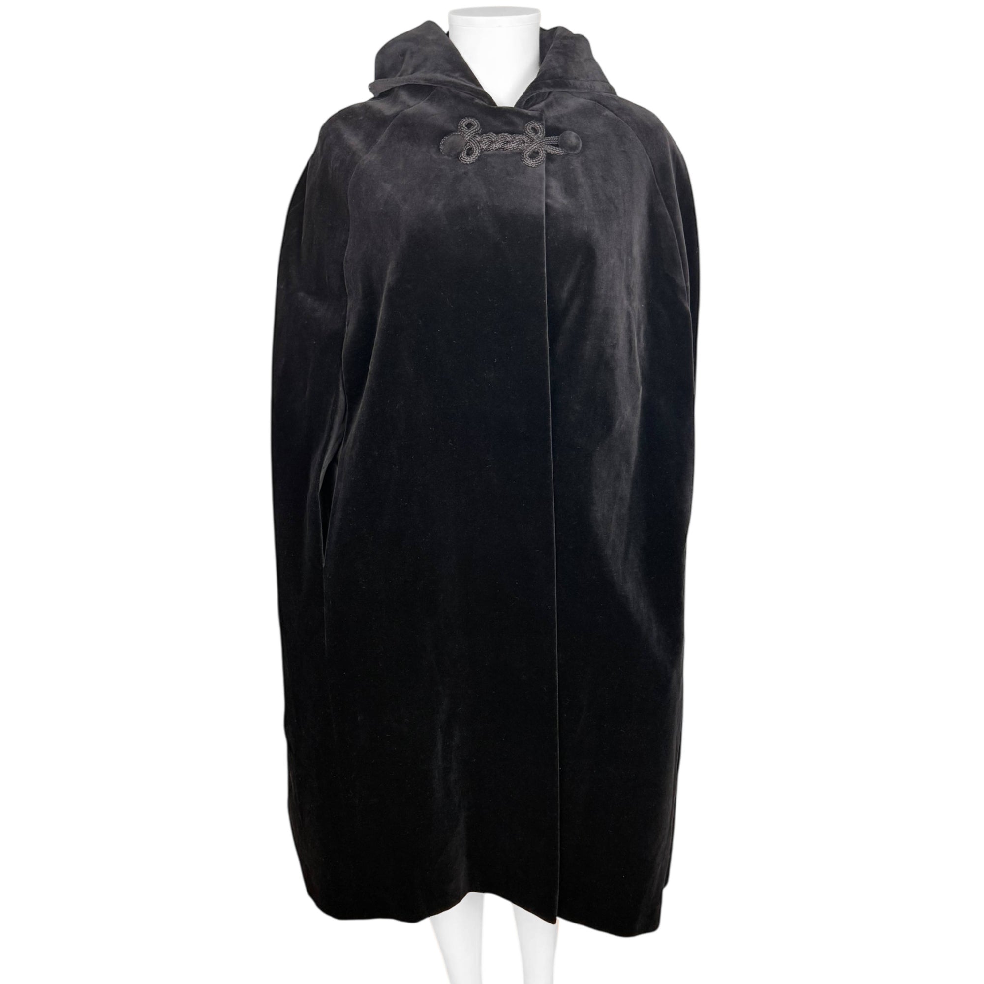 Vintage 1970s Black Velvet Hooded Cape Surrey Classics Canada Size M