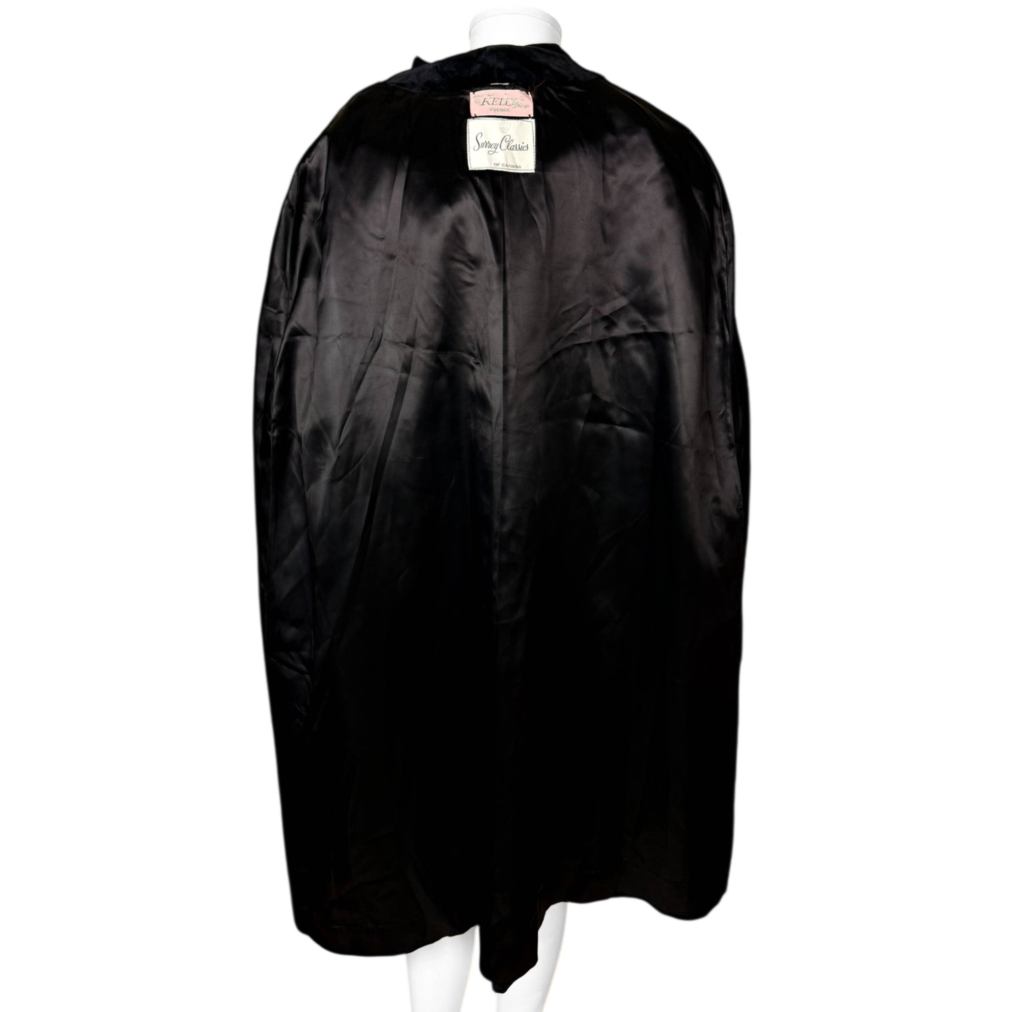 Vintage 1970s Black Velvet Hooded Cape Surrey Classics Canada Size M