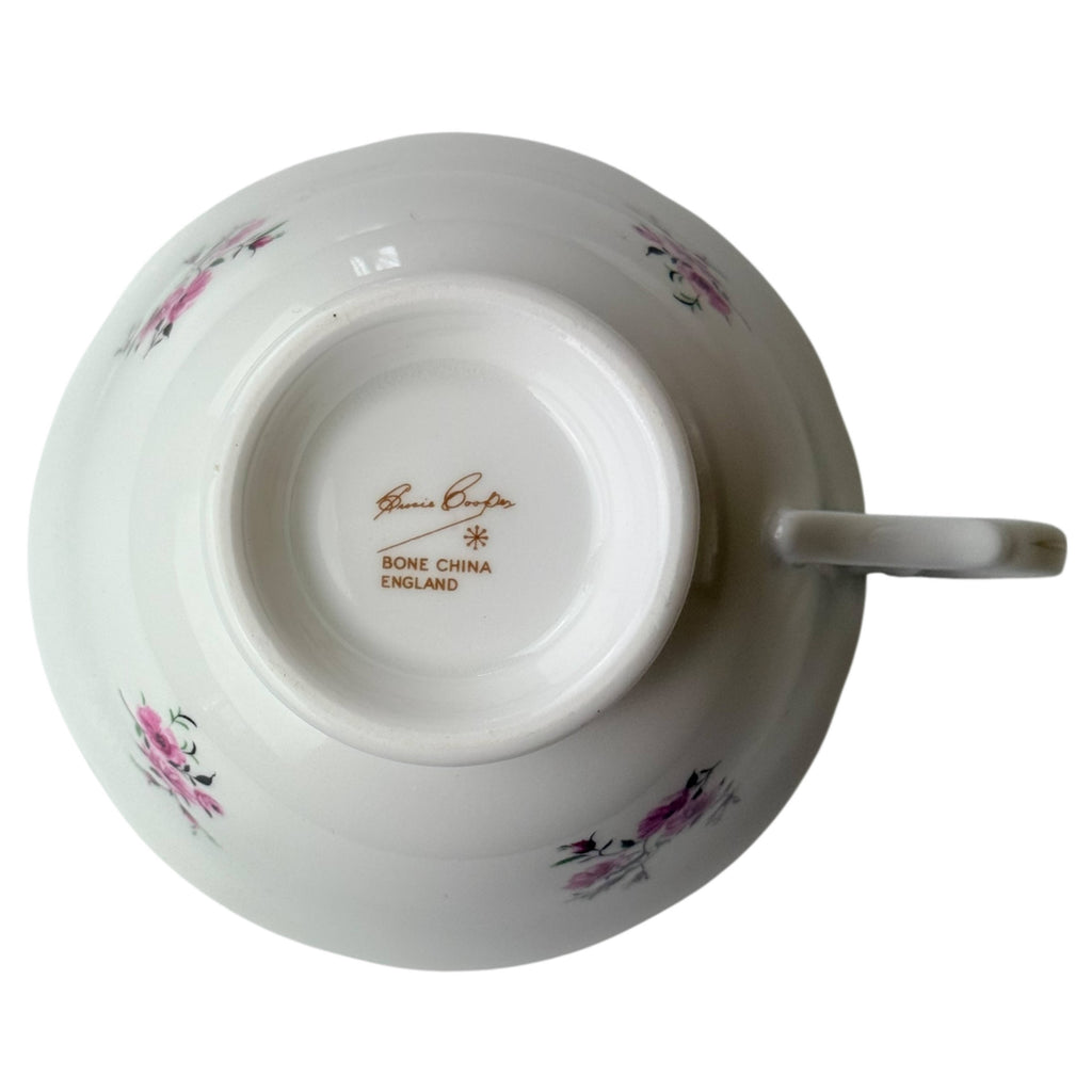 Vintage 1940s 50s Susie Cooper Bone China Teacup & Saucer – Green Floral, England