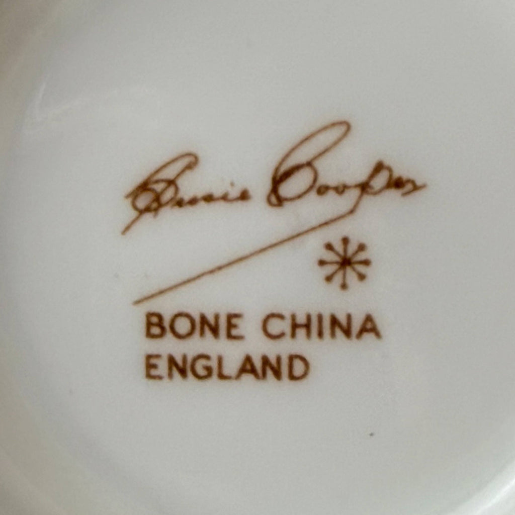 Susie Cooper Bone China Teetasse & Untertasse – Grün Floral, England, Vintage 1940er 50er Jahre