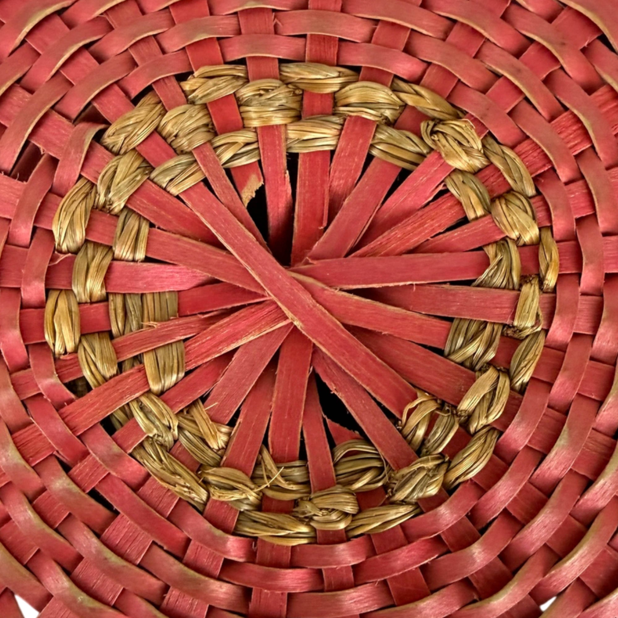  Underside showing red dyed ash splints and circular sweetgrass detail