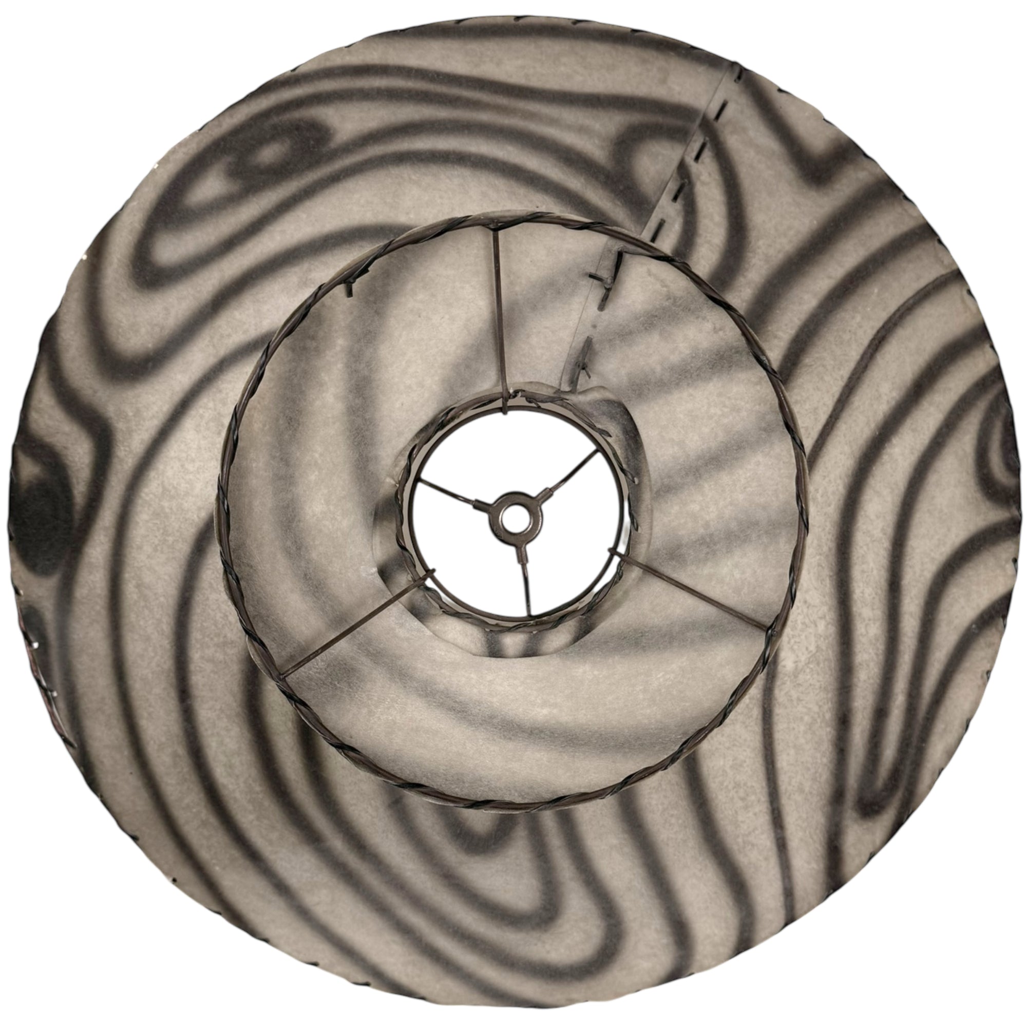 top view of 1950s swirl pattern fiberglass lamp shade