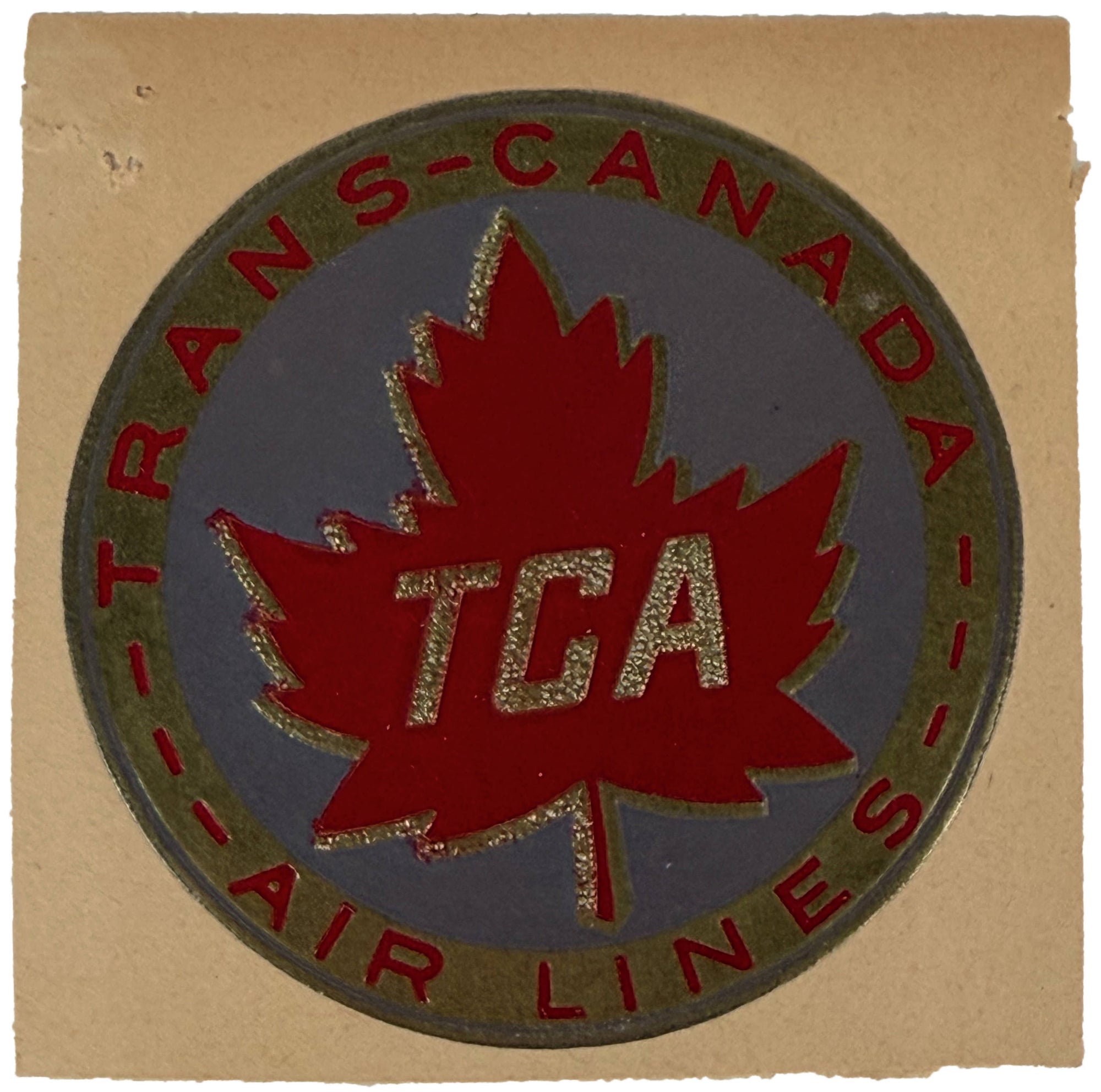Vintage TCA maple leaf luggage label
