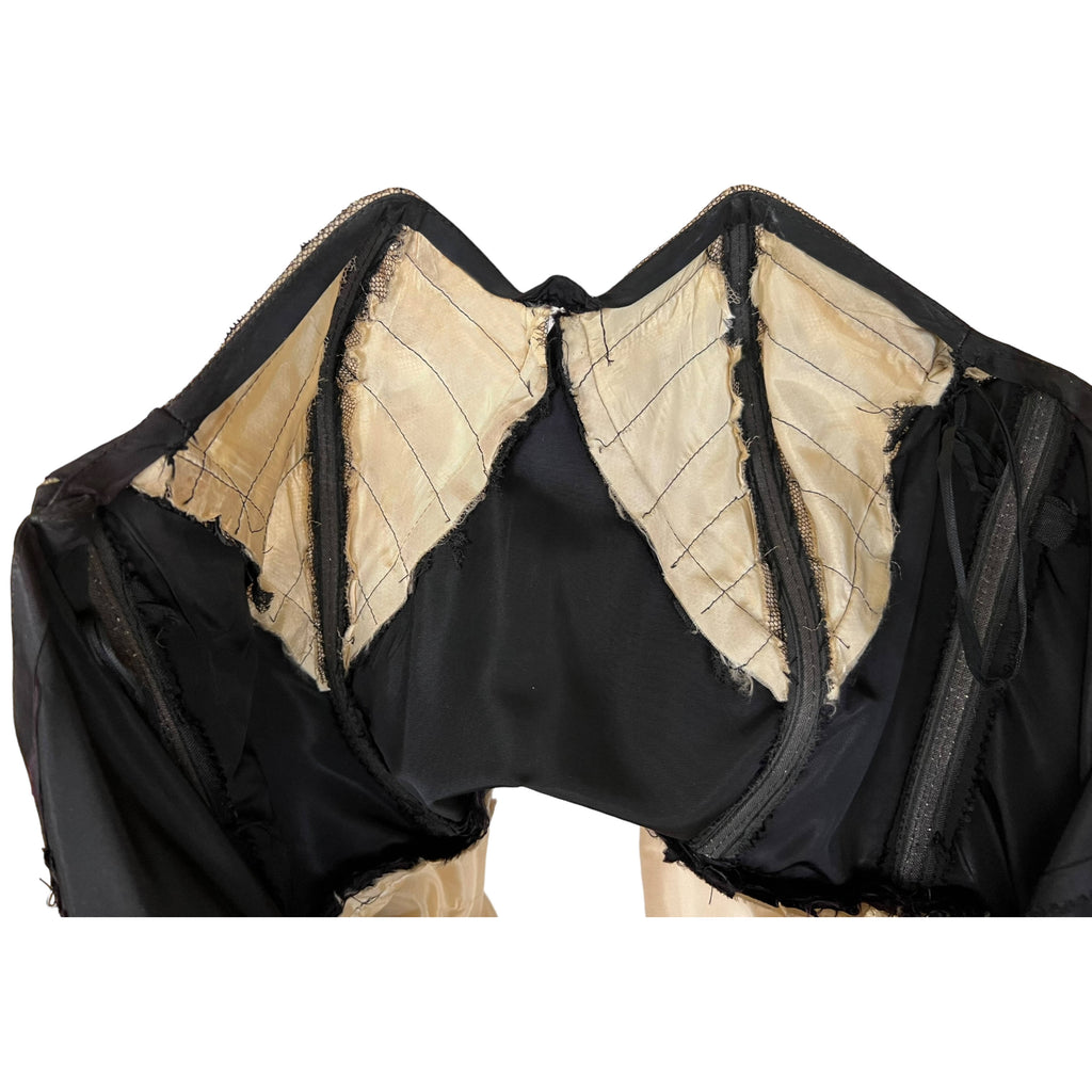 Vintage 1950s Strapless Evening Dress w Lace Net Insets Sz M