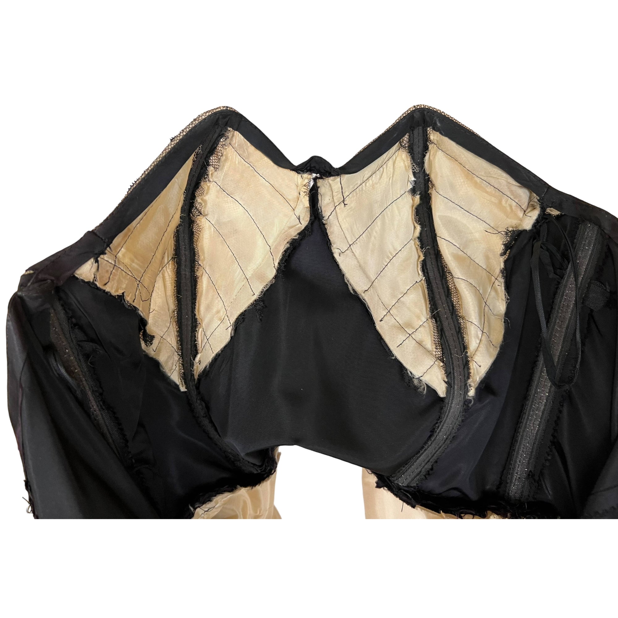 Vintage 1950s Strapless Evening Dress w Lace Net Insets Sz M