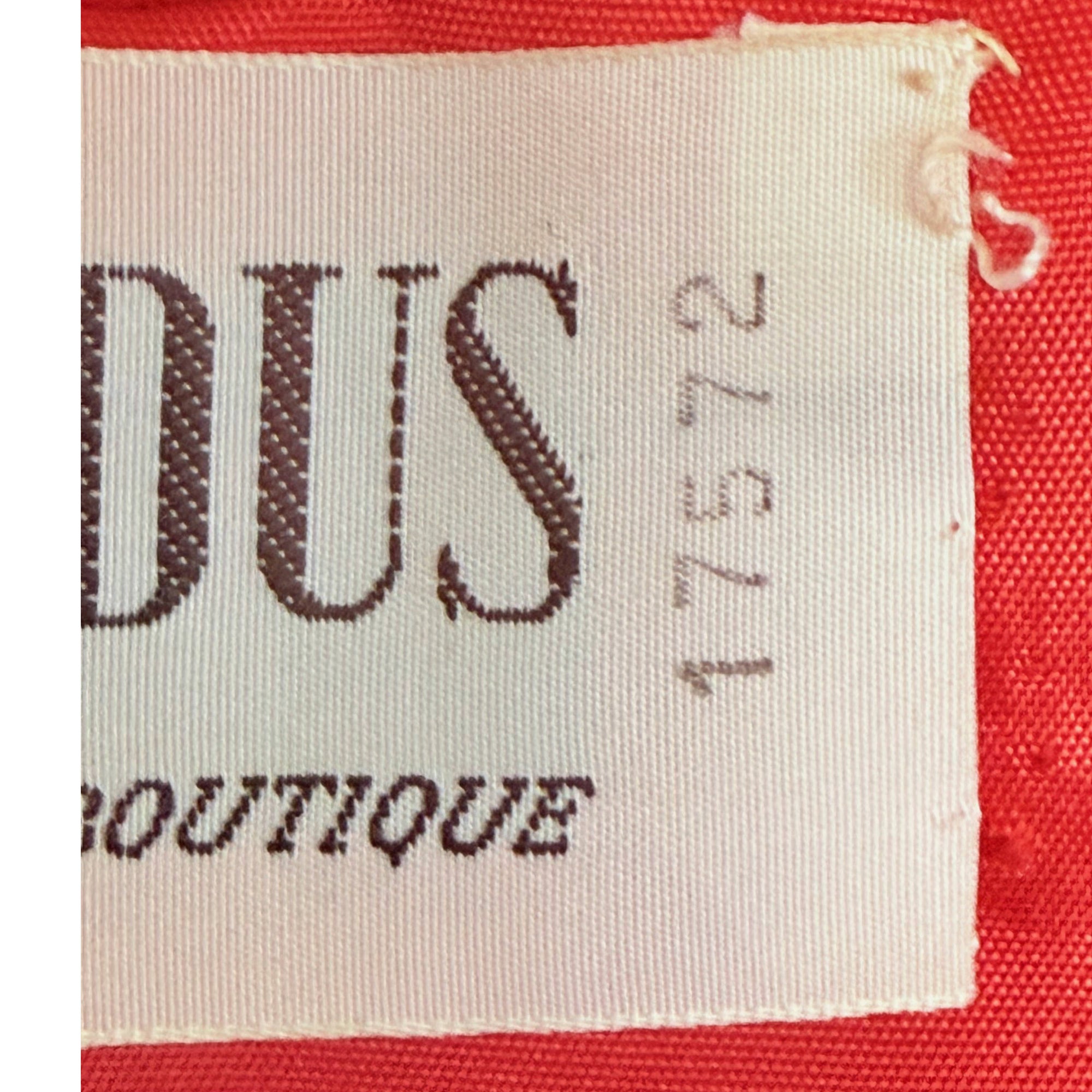Number on label on vintage 1970s Ted Lapidus Paris red wool belted jacket Exclusive Boutique France