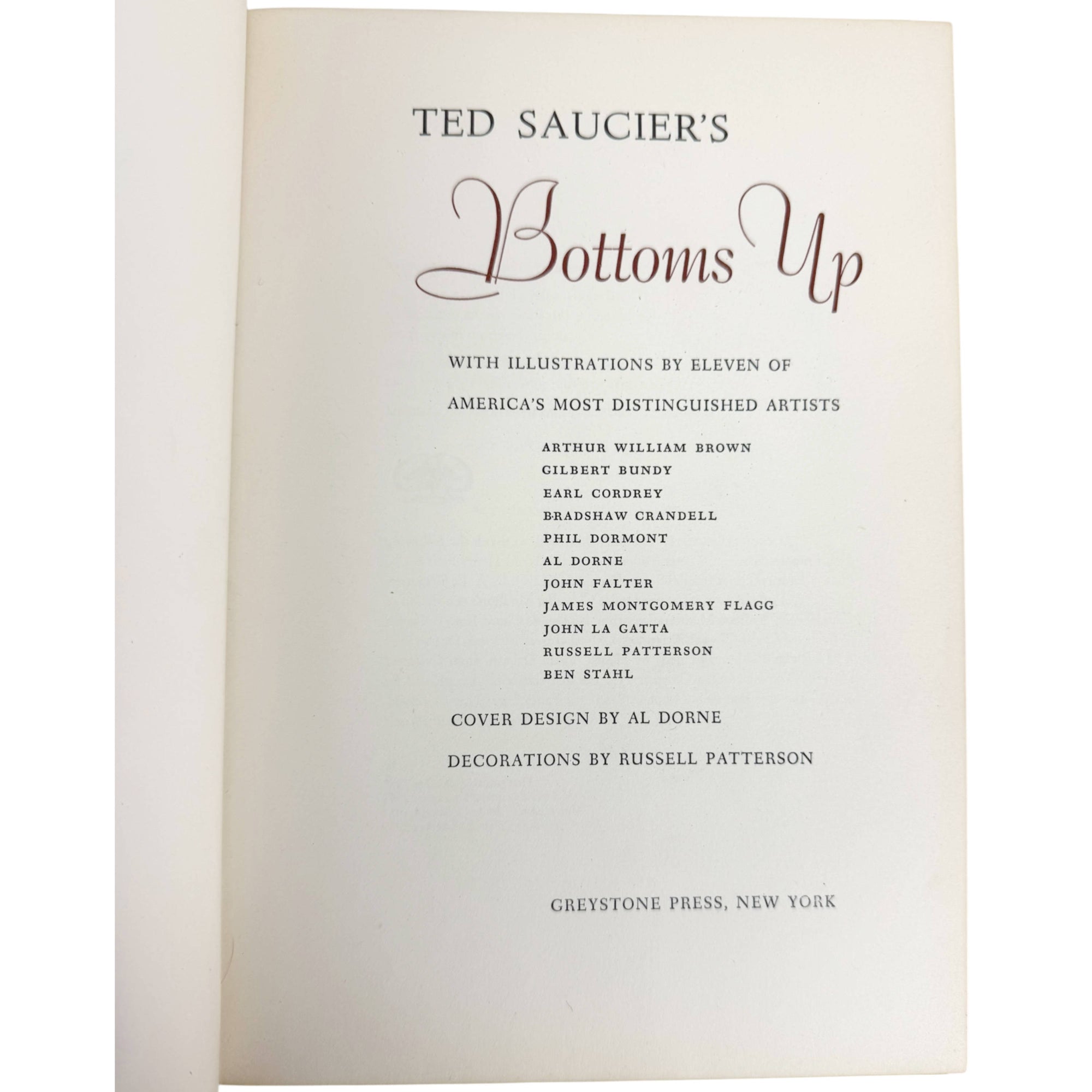 1952 Ted Saucier’s Bottoms Up Book 1st Ed, 4th Printing