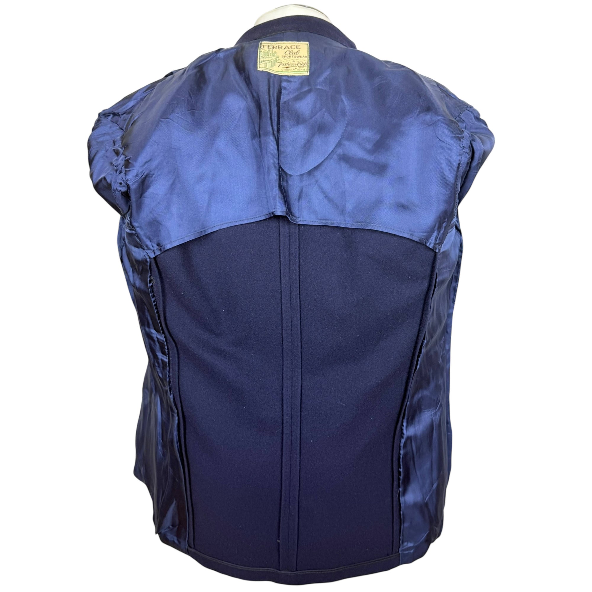 1940s 50s Vintage Wool Blue Blazer Double-Breasted Size M