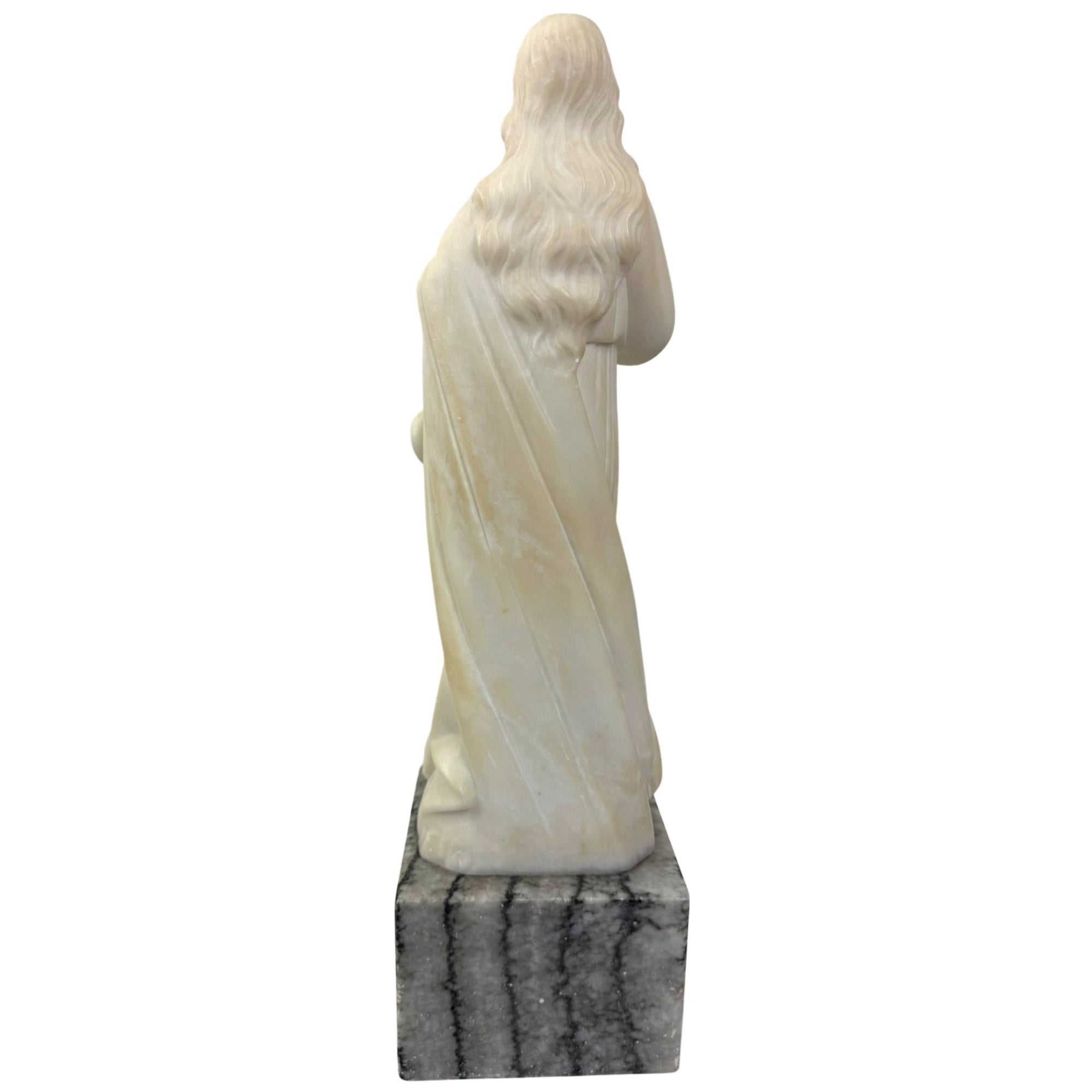 back of early century ecclesiastical alabaster sculpture