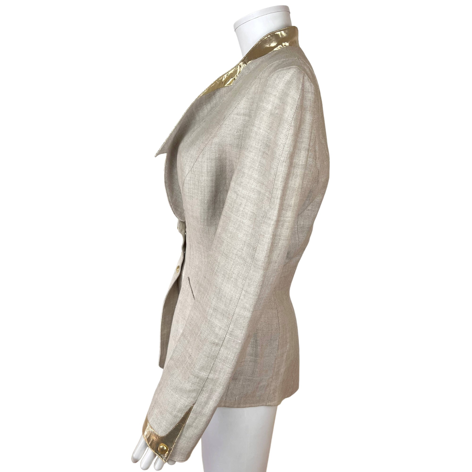 Vintage 1980s Thierry Mugler Suit Jacket Linen Size 40
