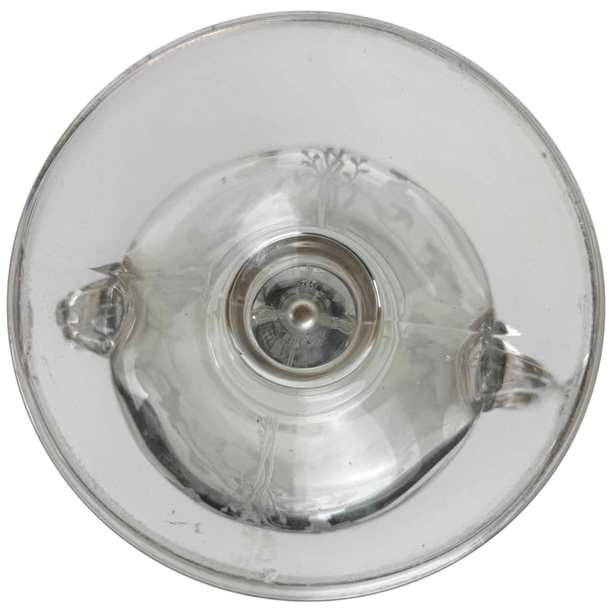 underside of footed glass vase