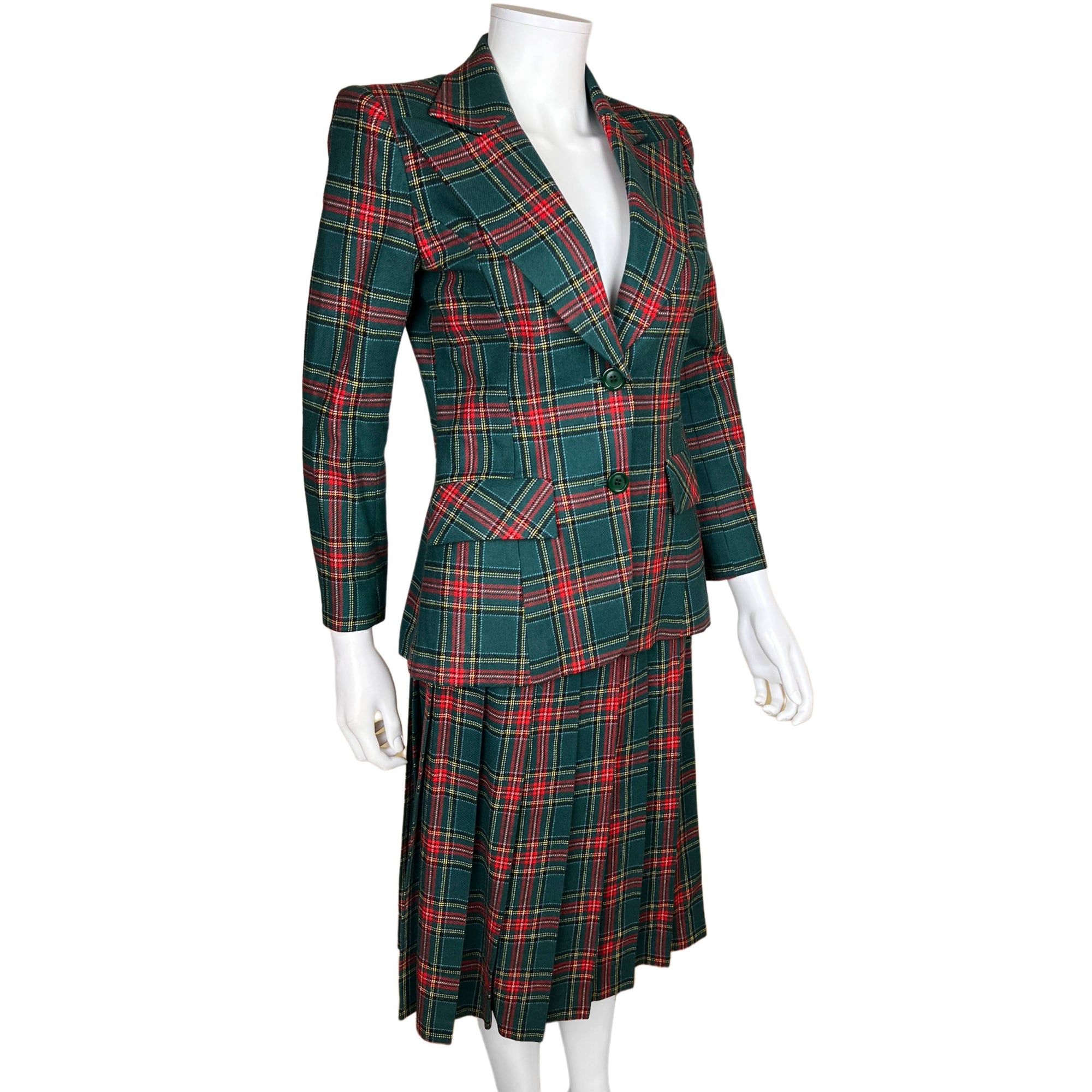 1970s Vintage Tartan Wool Suit Princess Mary Stewart Ptn Sml