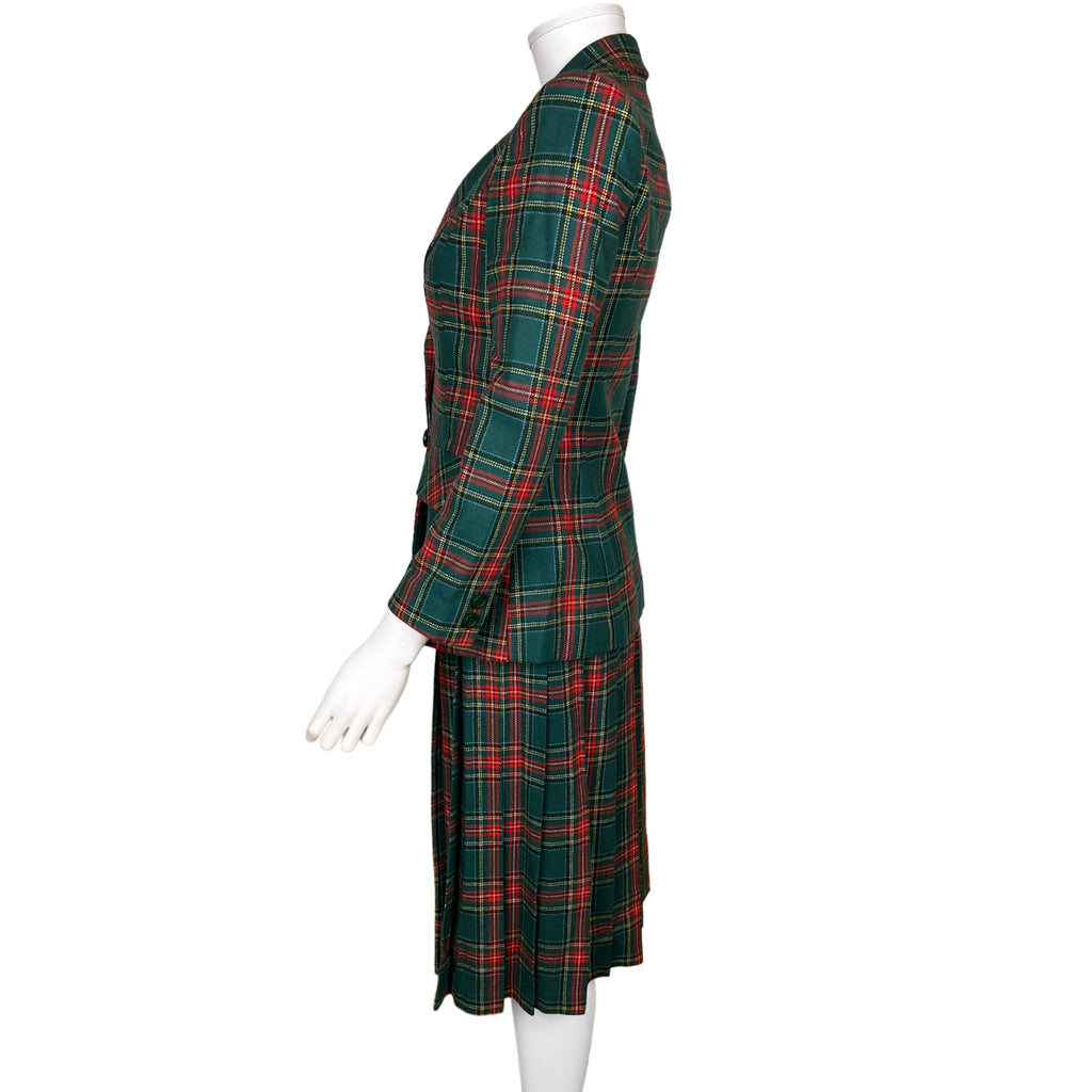 1970s Vintage Tartan Wool Suit Princess Mary Stewart Ptn Sml