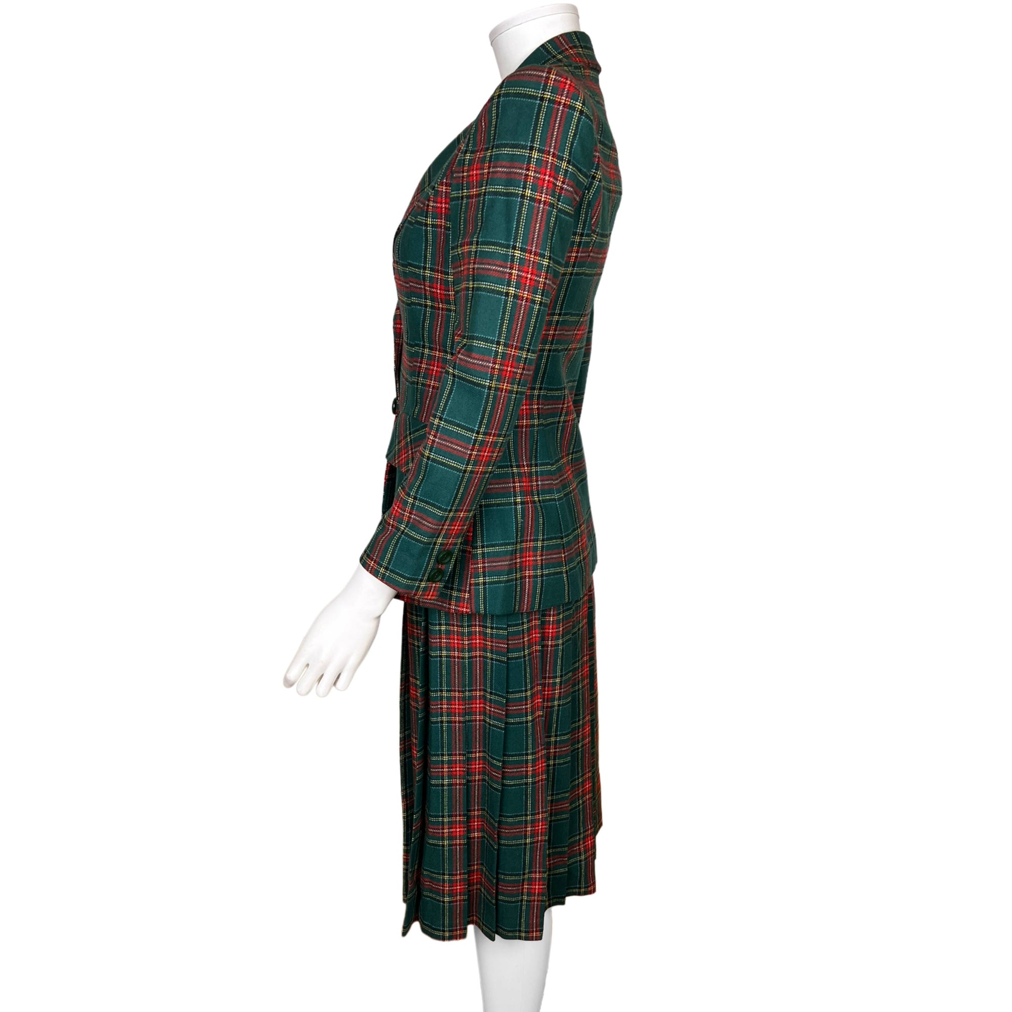 1970s Vintage Tartan Wool Suit Princess Mary Stewart Ptn Sml