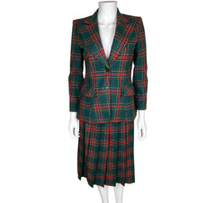 1970s Vintage Tartan Wool Suit Princess Mary Stewart Ptn Sml