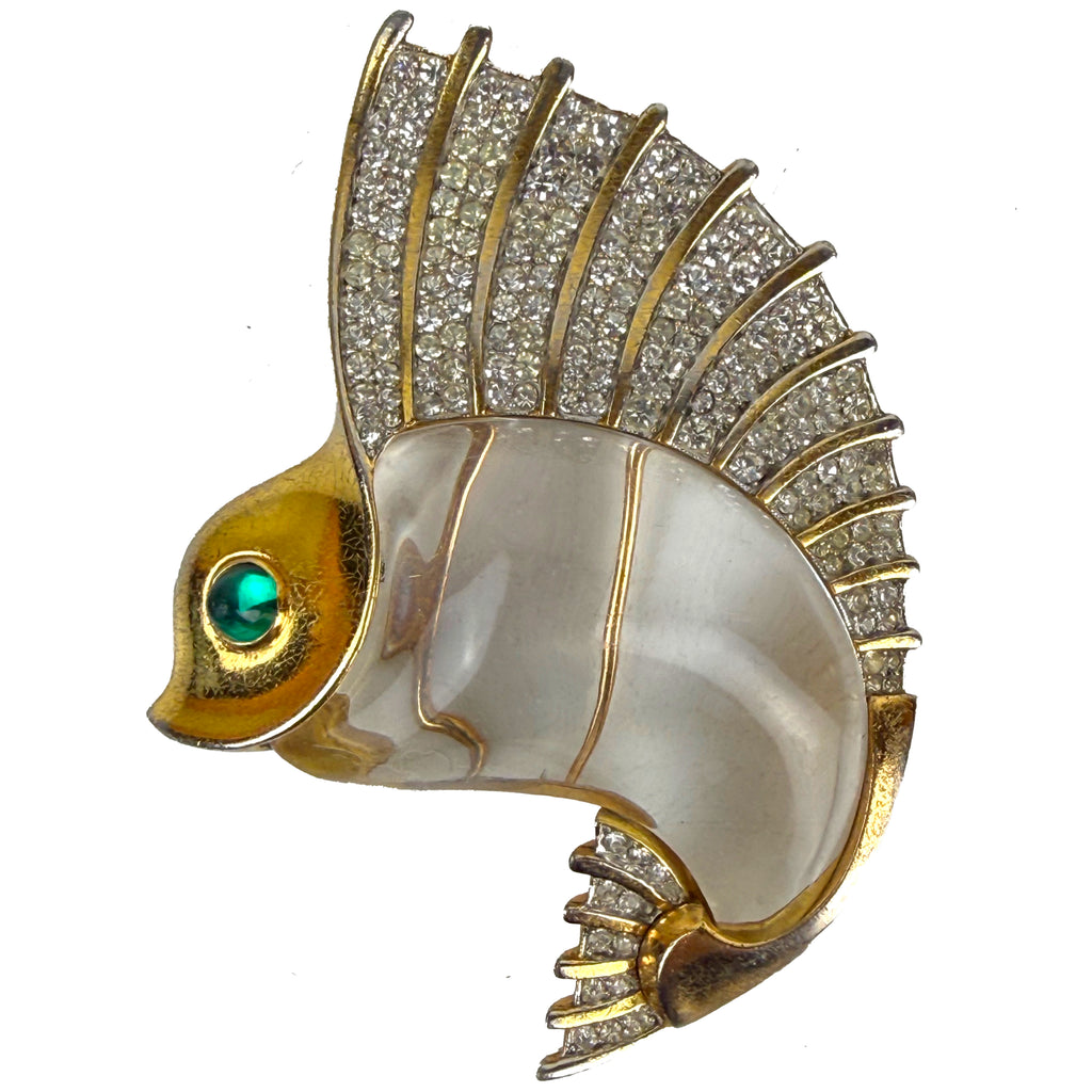 Vintage Trifari Jelly Belly Sailfish fur clip brooch by Norman Bel Geddes