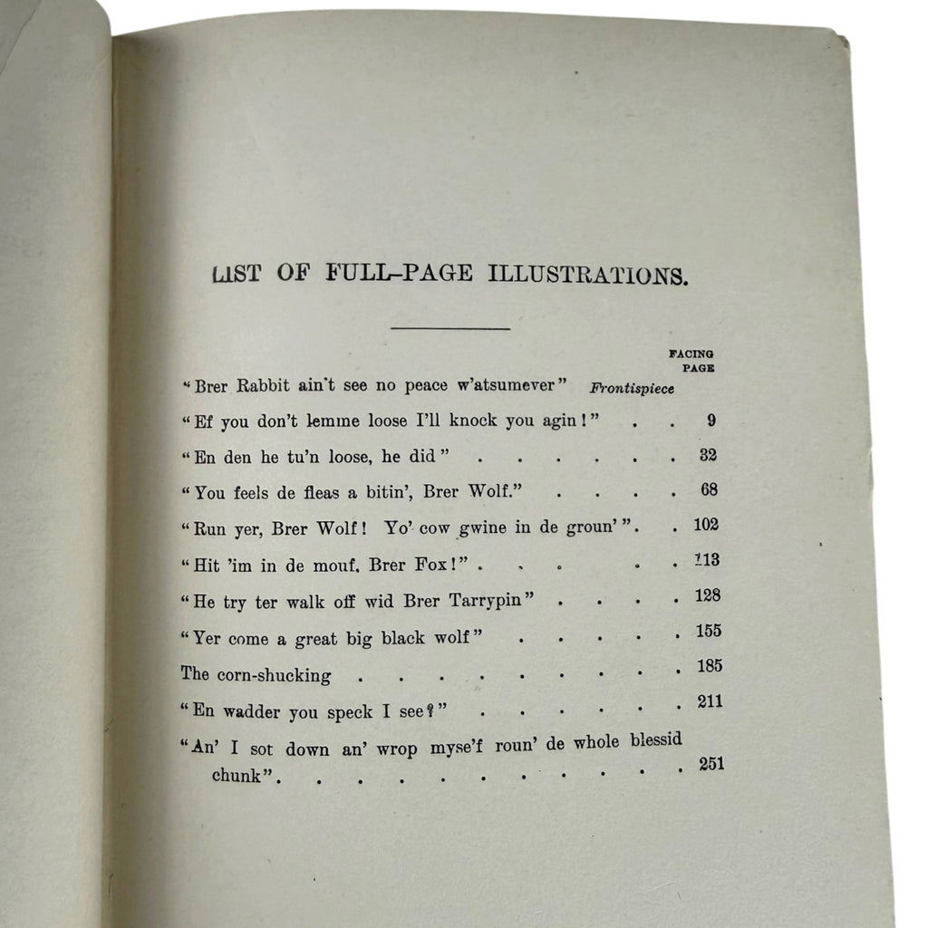 Uncle Remus list of full-page illustrations by A B Frost
